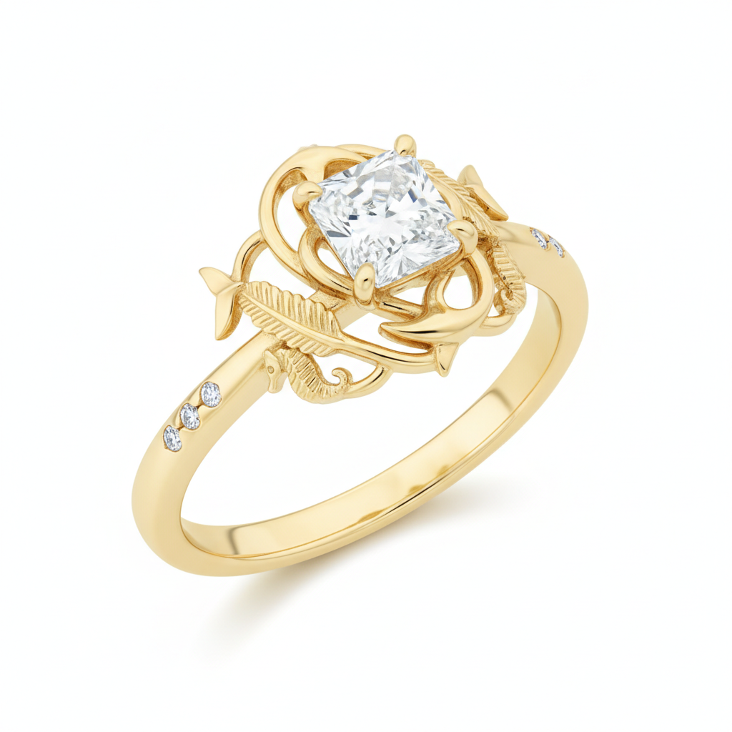 The 'Whispering Bloom' Radiant Cut Lab Diamond Ring