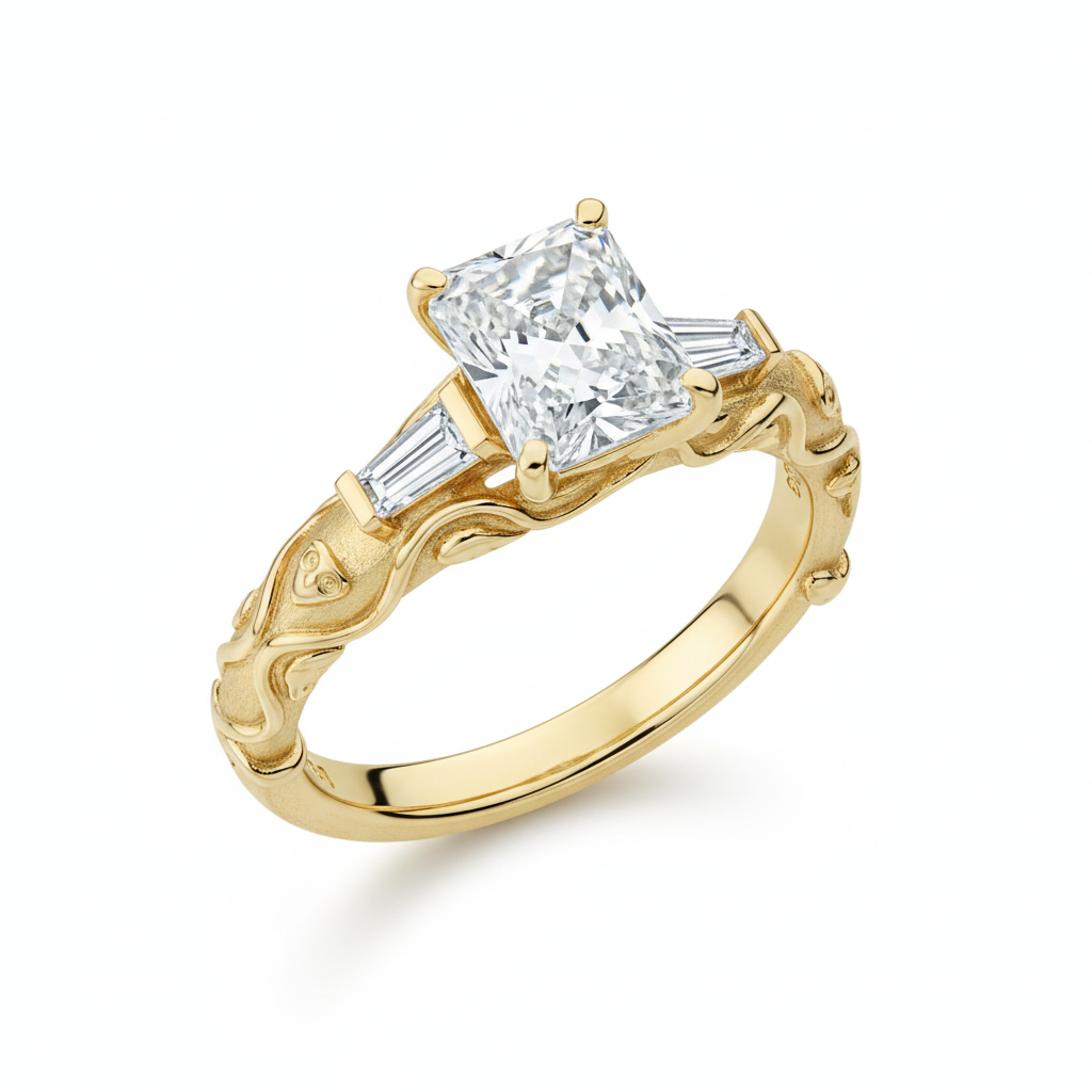 The 'Serpent's Embrace' Radiant Cut & Tapered Baguette Ring
