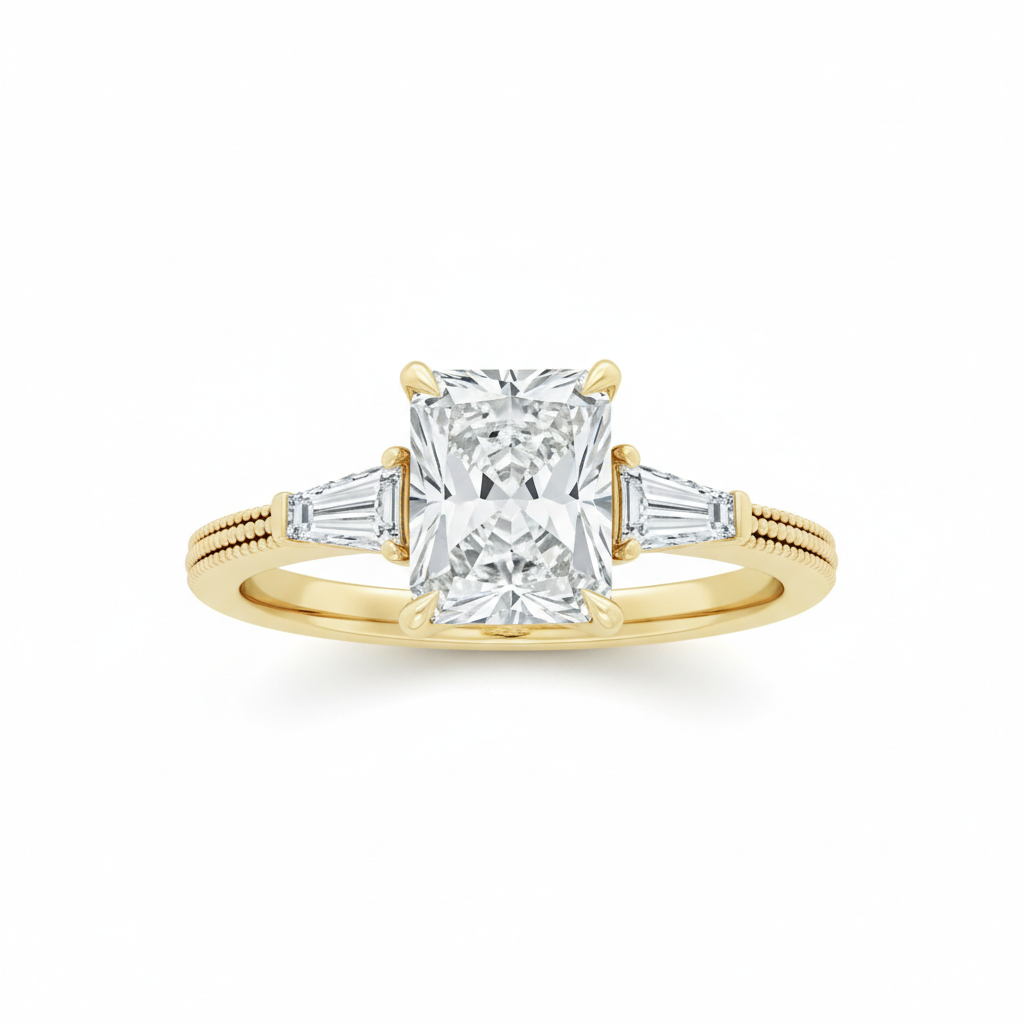 The 'Heirloom Glow' Radiant Ring with Tapered Baguettes