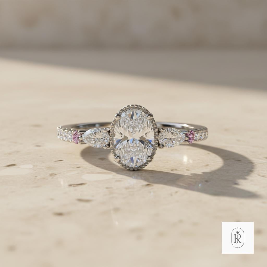 Pink Lab Diamond Engagement Ring: 14K White Gold, Sustainable — View 1 of custom handcrafted Lab Diamond jewellery in 14K White Gold