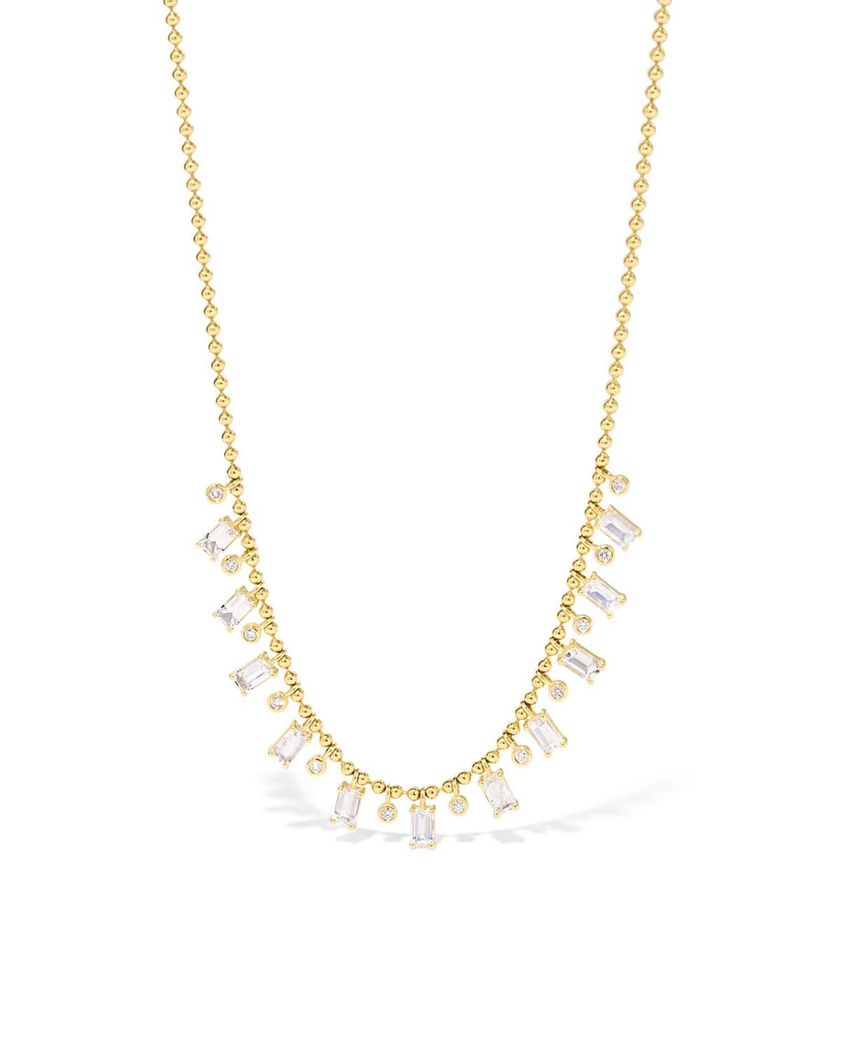 Moonstone and Diamond Drip Necklace