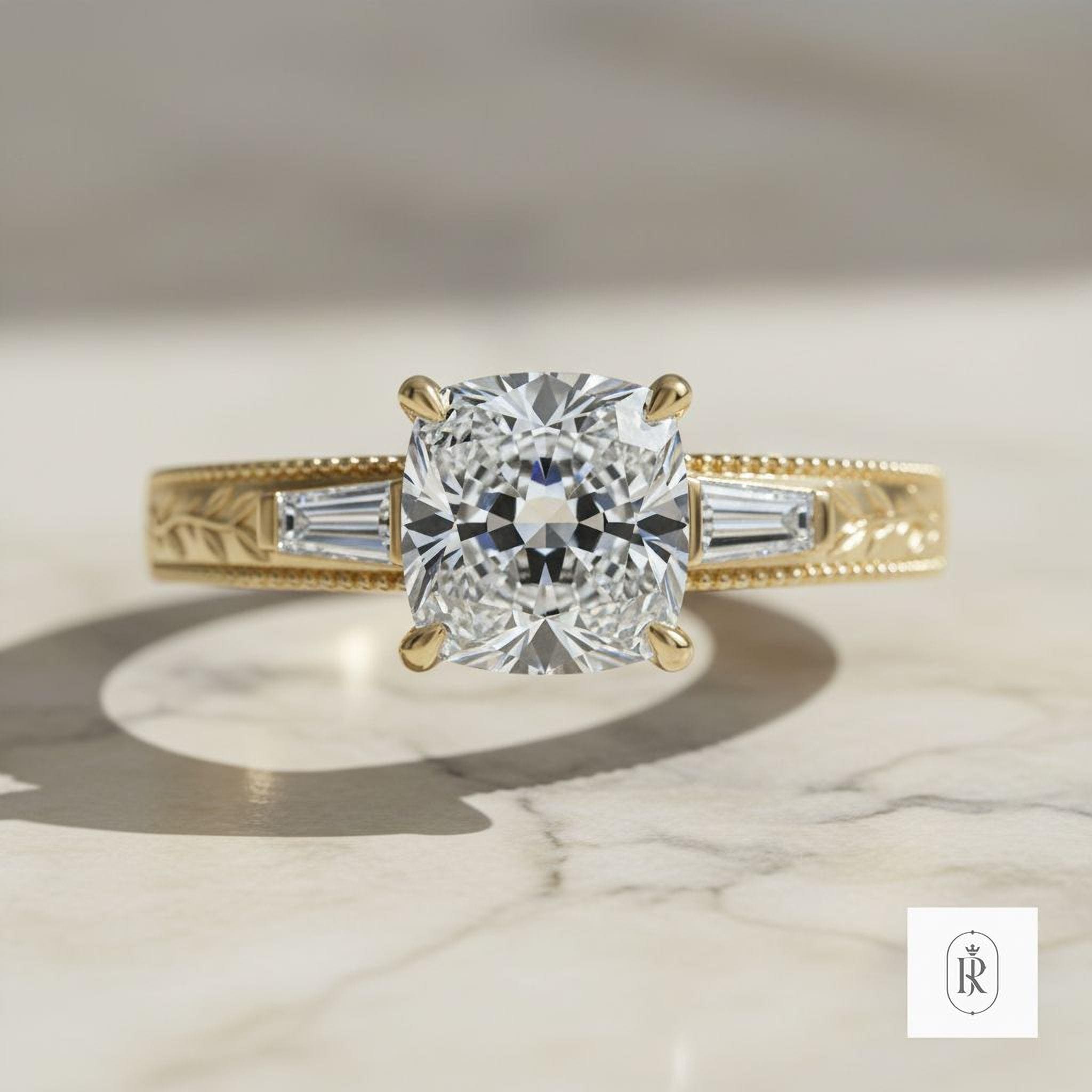 Sustainable Cushion Diamond Ring: 0.40ct D VVS2 (14K Gold) — View 1 of custom handcrafted Lab Diamond jewellery in 14K White Gold