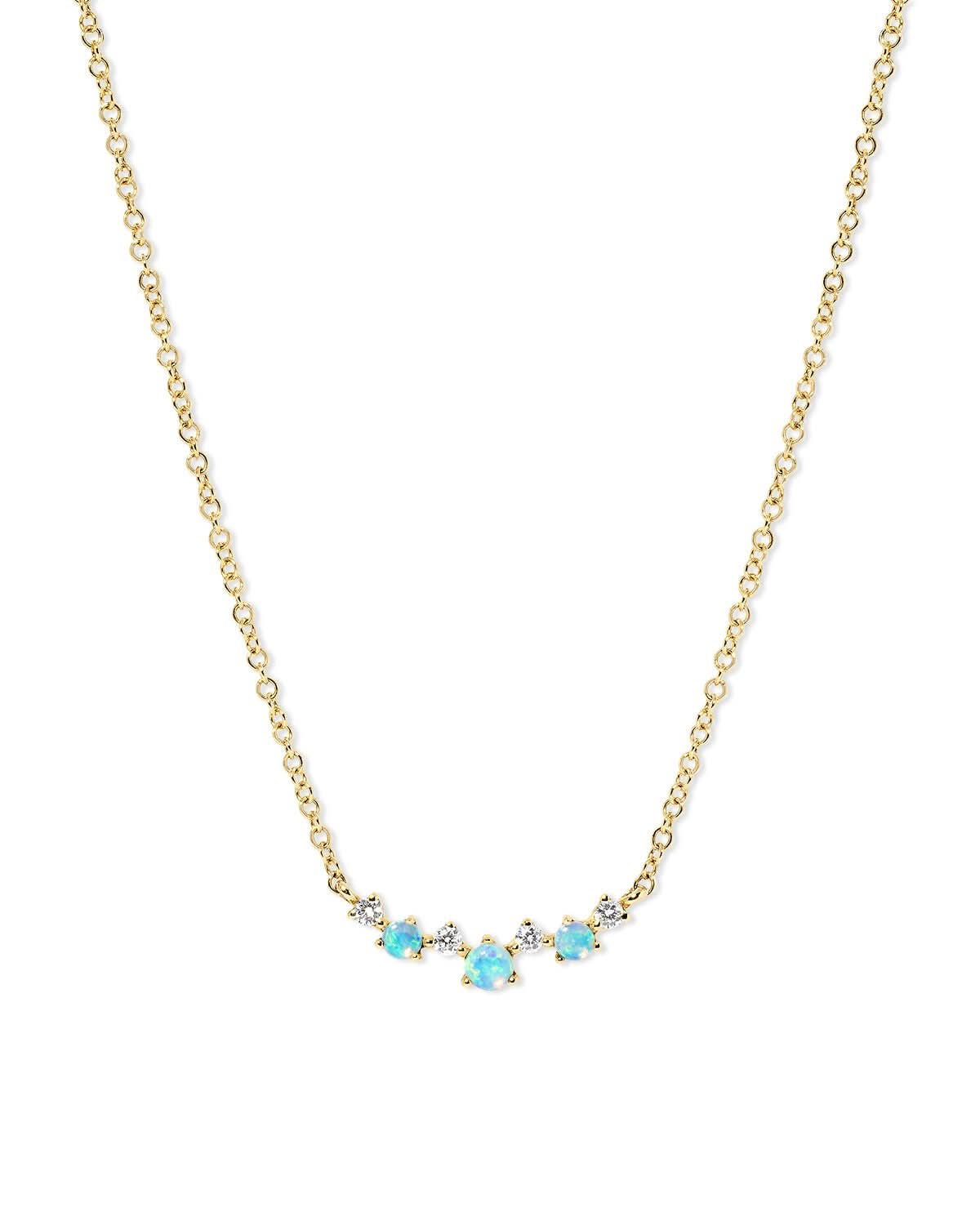 Opal & Diamond Curve Necklace