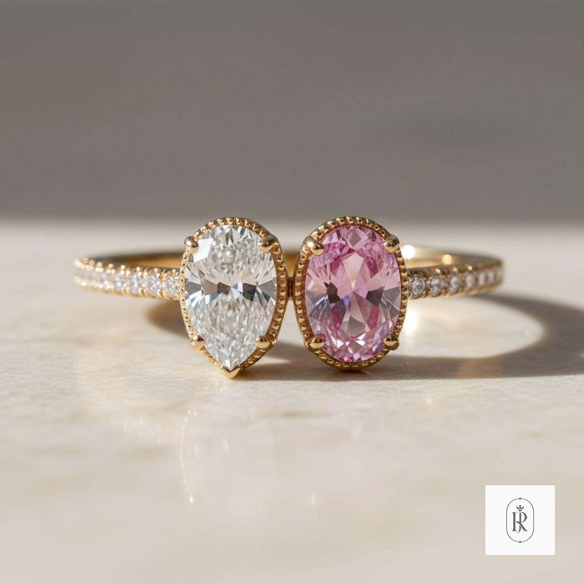 Oval Pink Lab Diamond Ring: 14K Gold - Sustainable, Ethical Jewelry — View 1 of custom handcrafted Lab Diamond jewellery in 14K White Gold