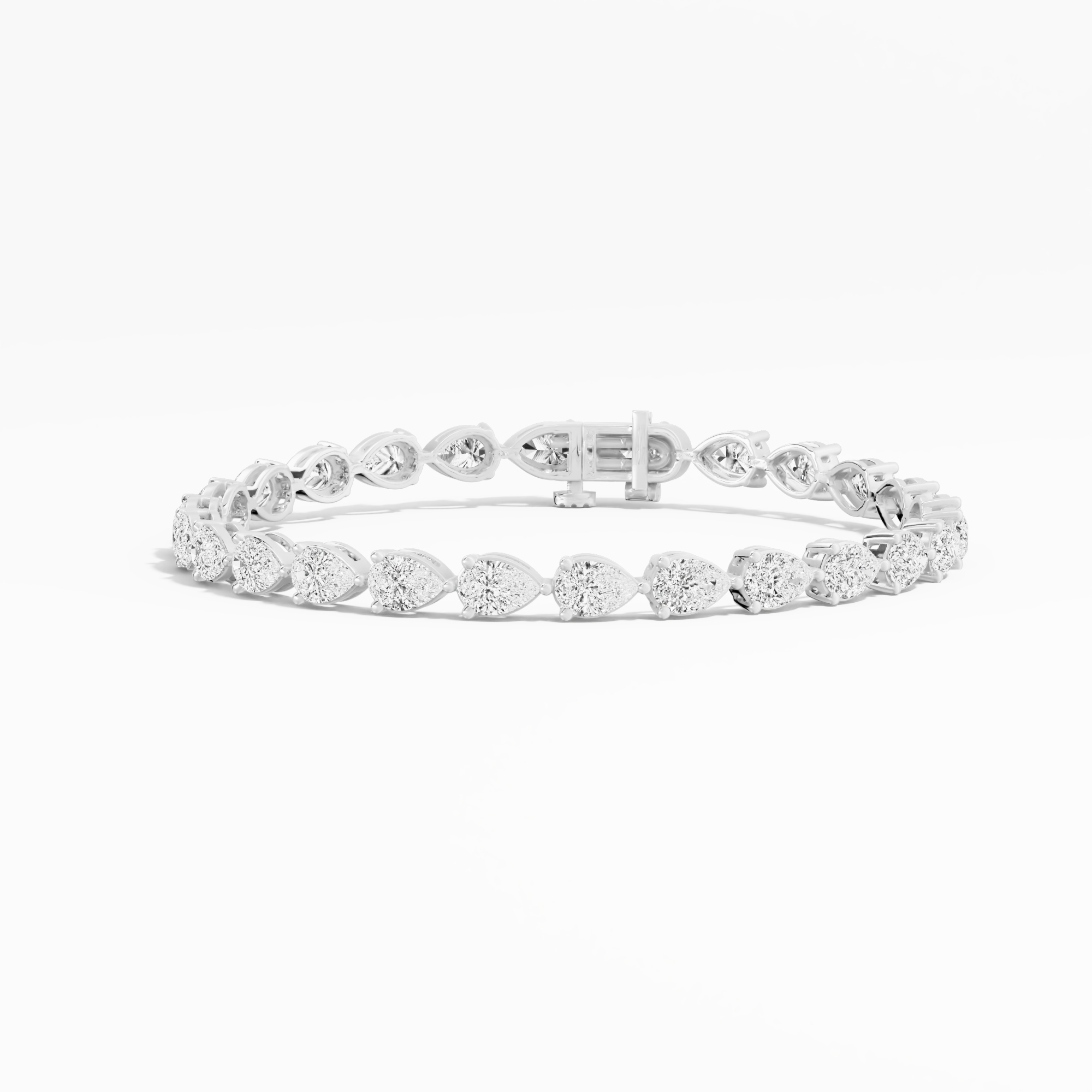 9.75ct Pear Lab Diamond Tennis Bracelet 14K Solid Gold — View 1 of custom handcrafted Lab-Created Diamond jewellery in 14K White Gold