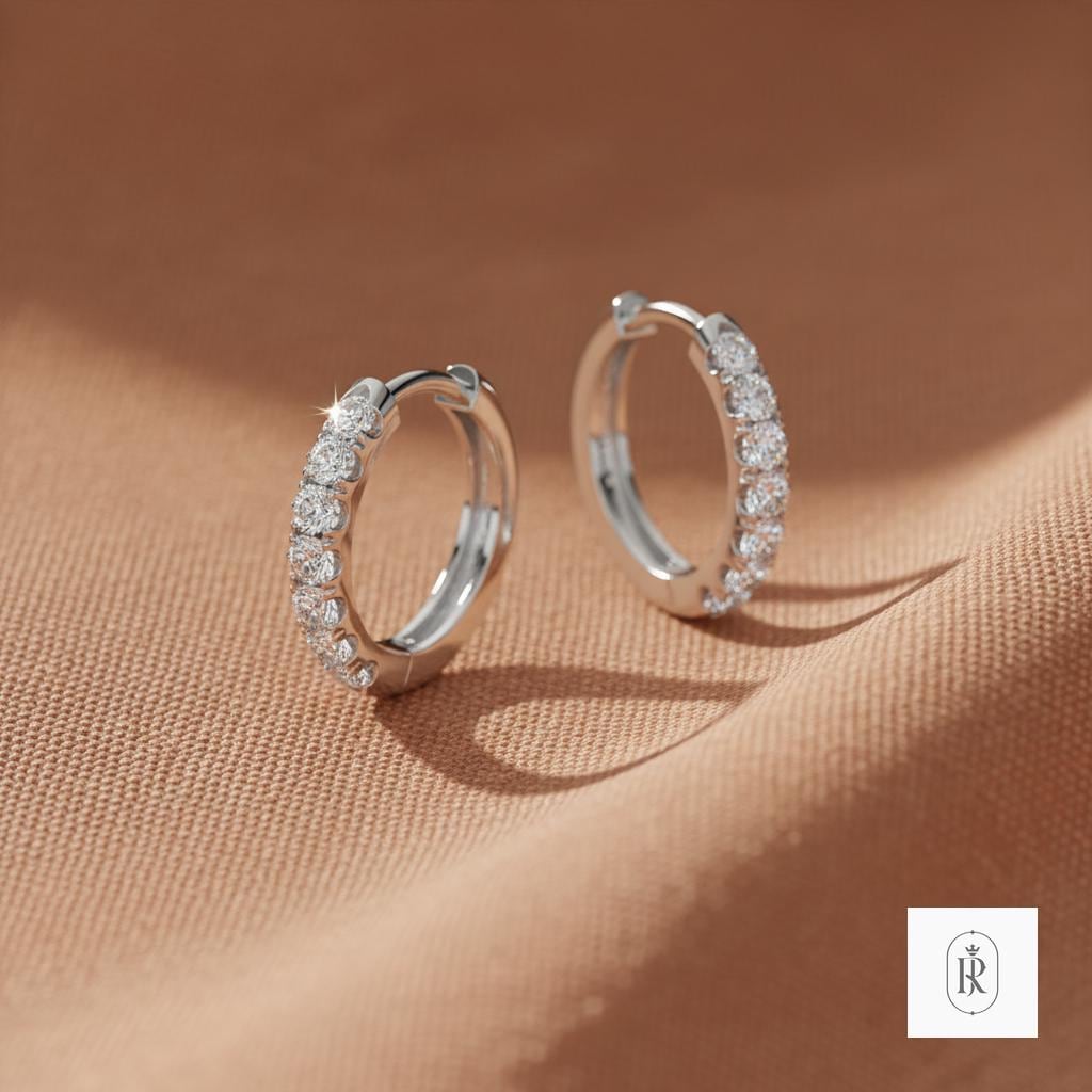 0.77ct Round Lab Diamond Hoop Earrings | 14K White Gold Prong Set — View 1 of custom handcrafted Lab Diamond jewellery in 14K White Gold
