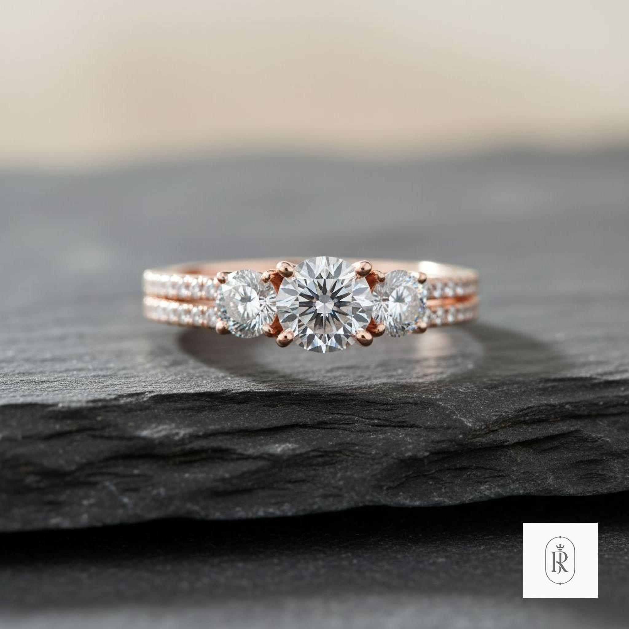 3ct Lab Grown Diamond Engagement Ring: 14K Gold Solitaire