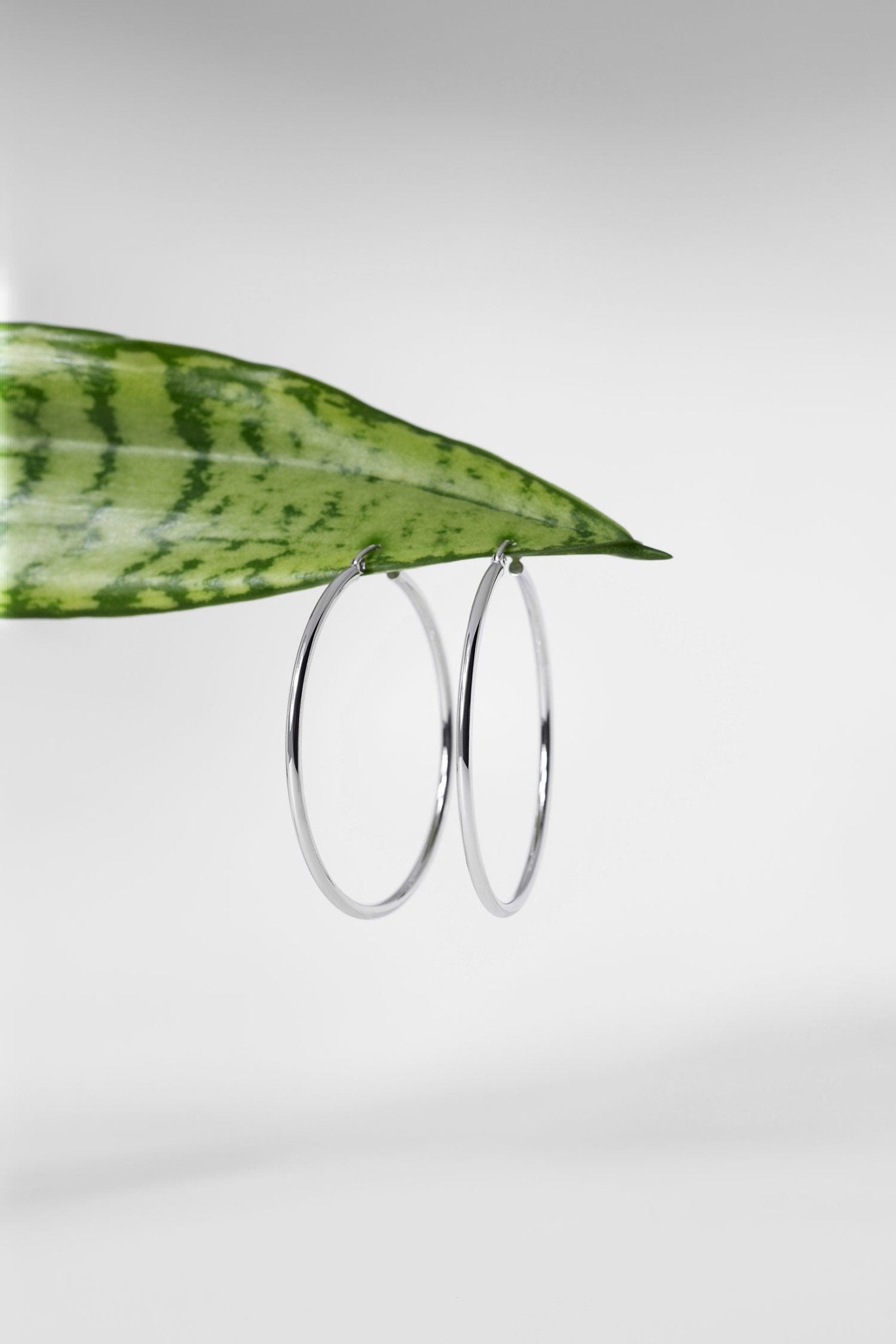 45x2mm Hollow High Polish Hoop 14k White