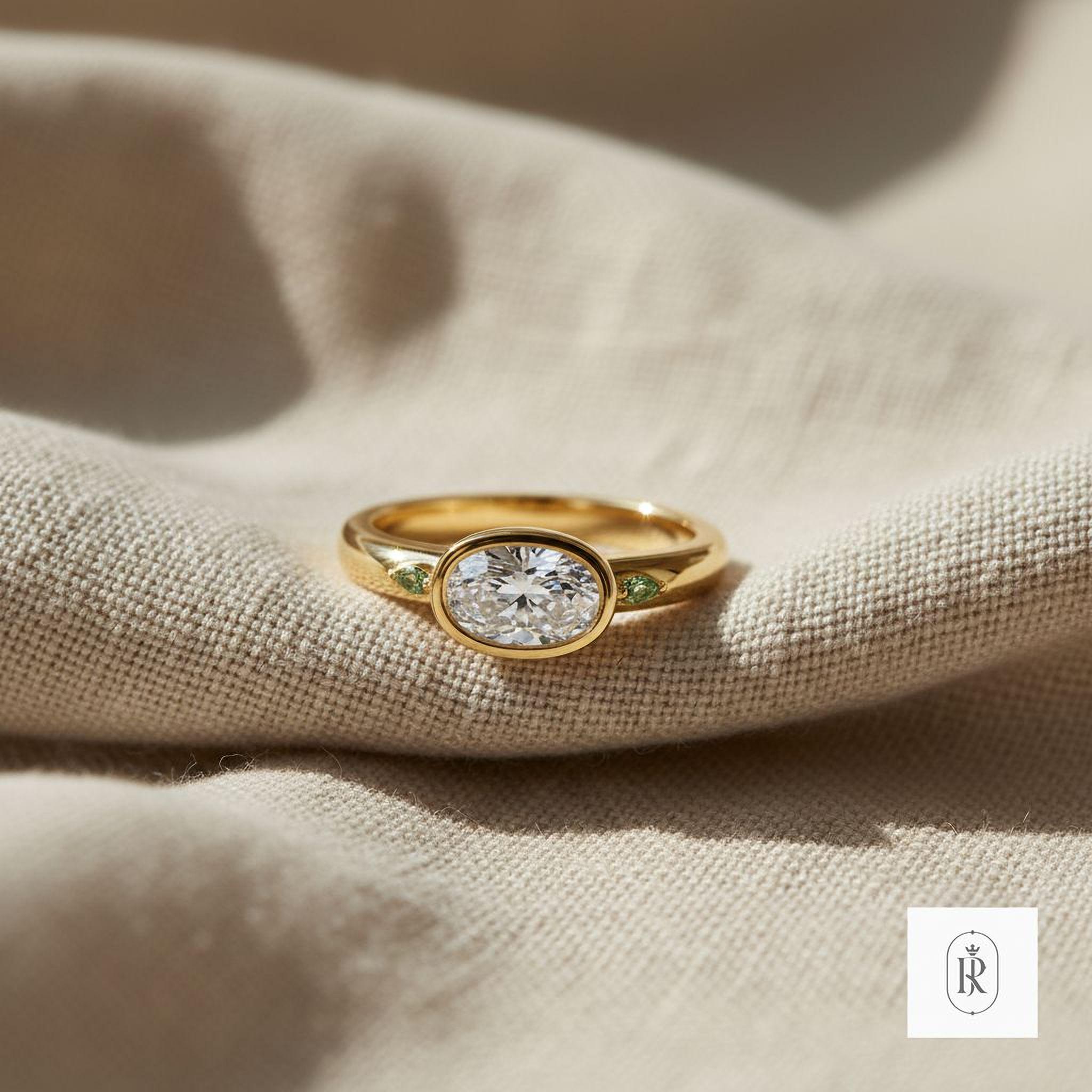 14K Yellow Gold Engagement Ring: Minimalist Bezel Set Solitaire — View 1 of custom handcrafted Lab Diamond jewellery in 14K Yellow Gold