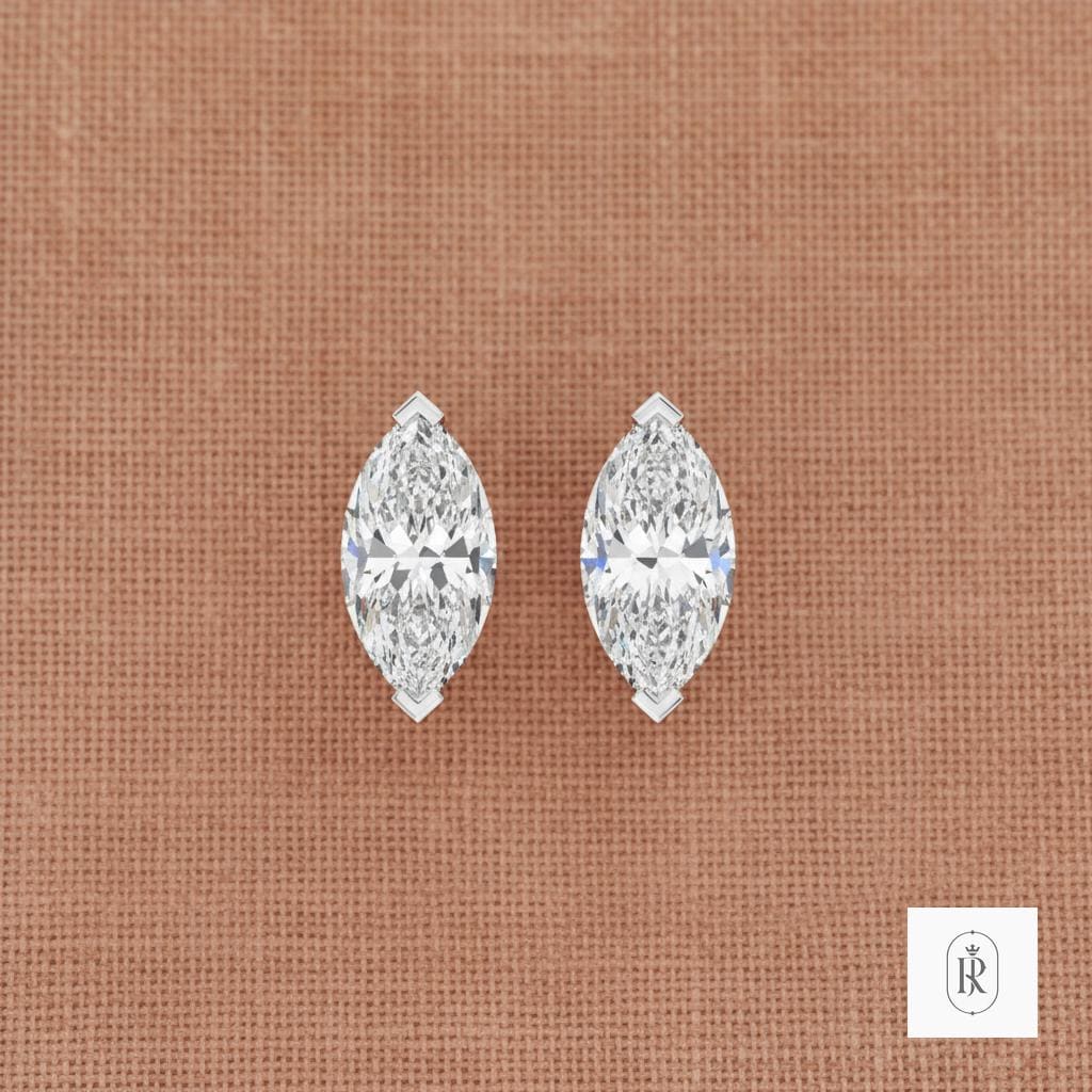2.04ct Marquise Lab Diamond Stud Earrings | 14K White Gold Prong Set — View 1 of custom handcrafted Lab Diamond jewellery in 14K White Gold