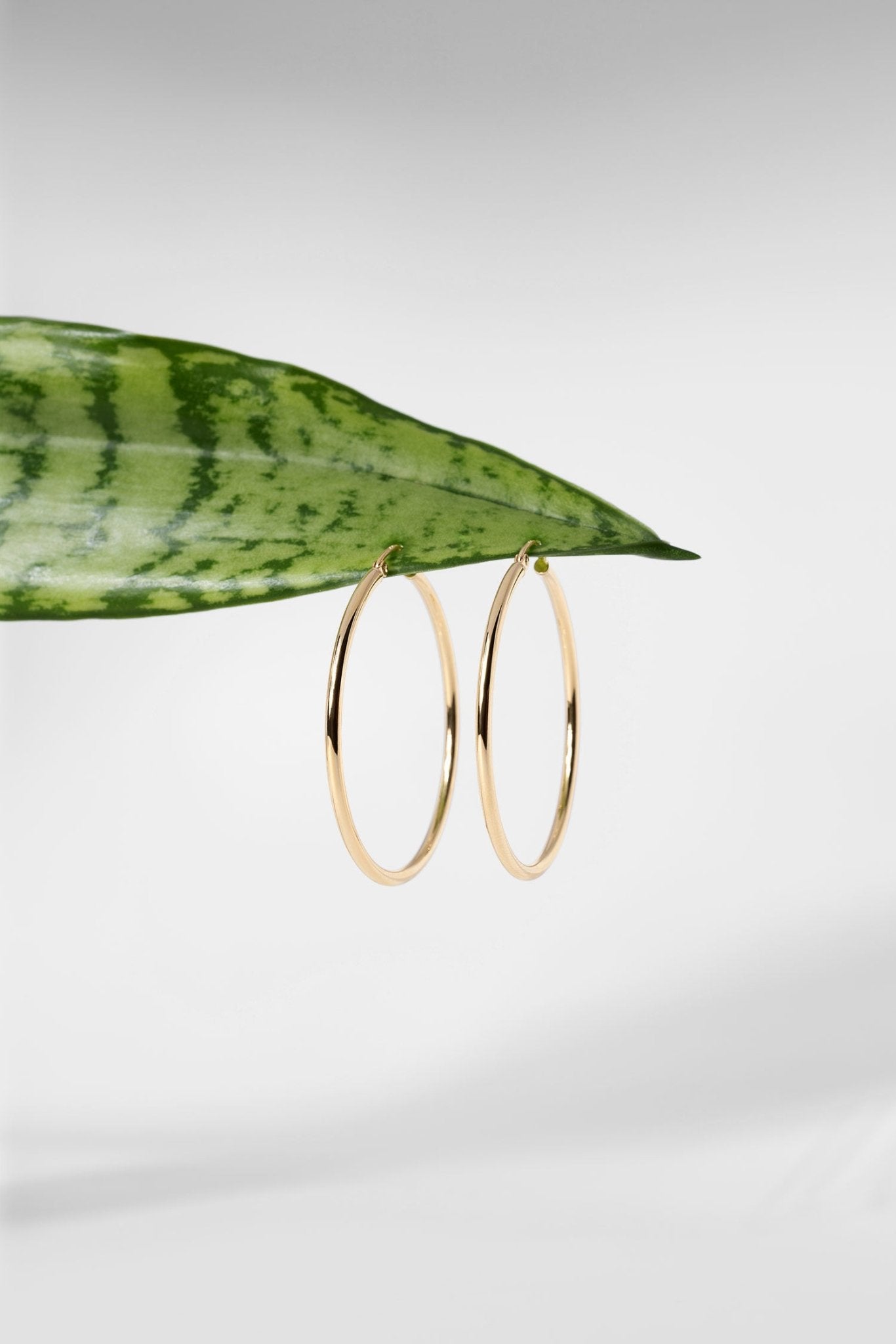 40x2mm Hollow High Polish Hoop 14k Yellow