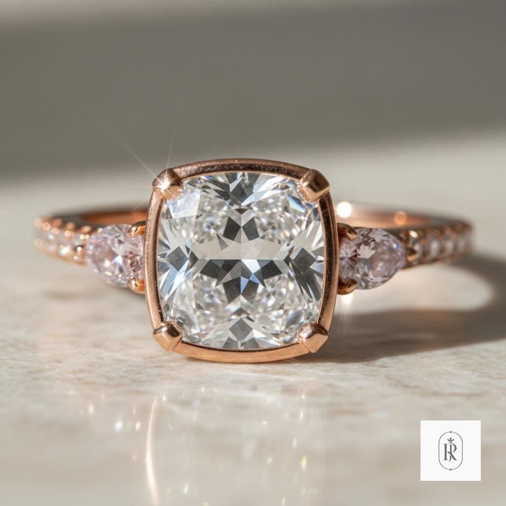 Fancy Pink Lab Diamond Ring: 1.5ct Oval, 14K Rose Gold — View 1 of custom handcrafted Lab Diamond jewellery in 14K Rose Gold