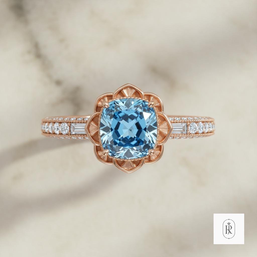 Lab Grown Blue Diamond Ring: Oval Cut, 14K Gold - Ethical Jewelry — View 1 of custom handcrafted Lab Diamond jewellery in 14K White Gold