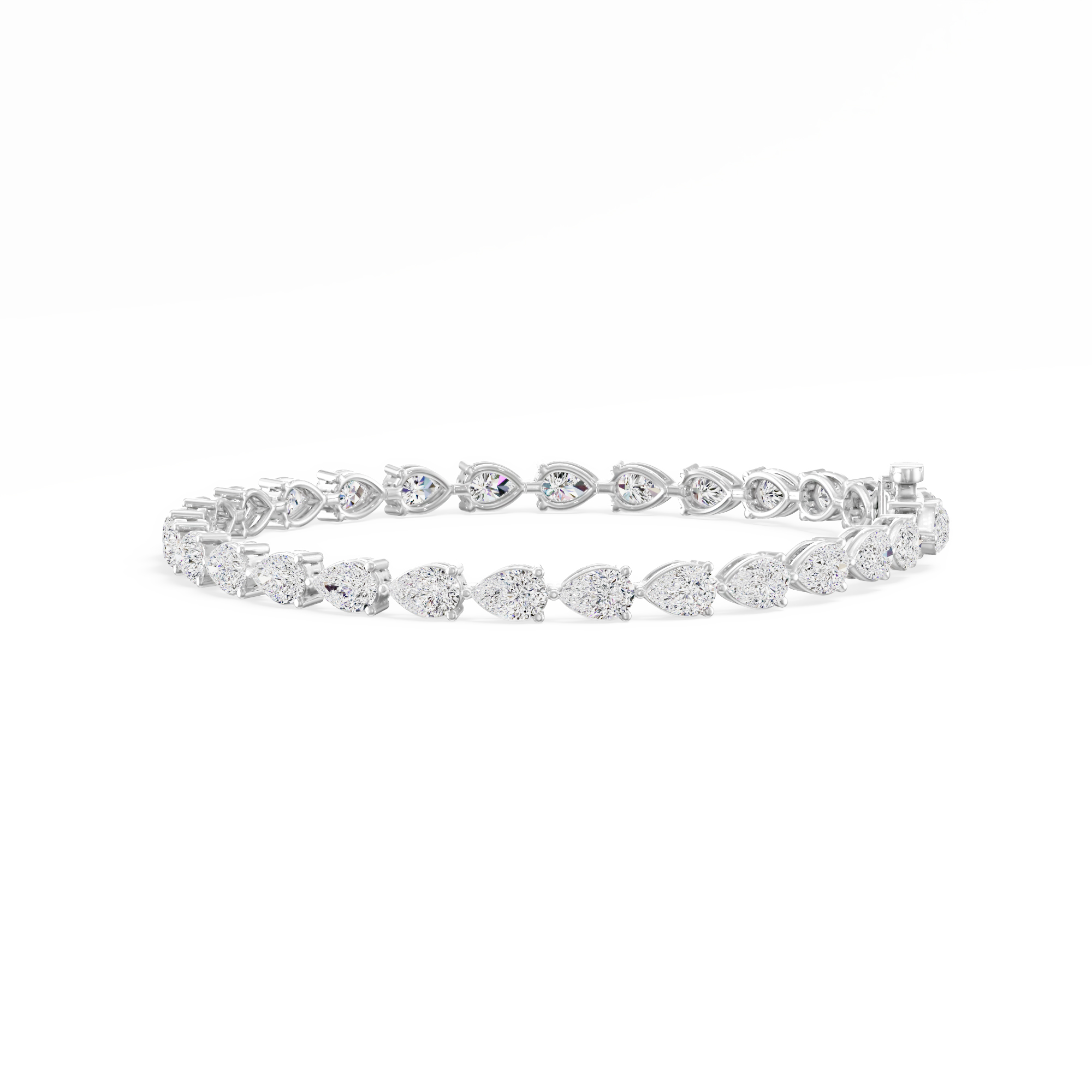 7.77ct Pear Lab Diamond Tennis Bracelet 14K Solid Gold — View 1 of custom handcrafted Lab-Created Diamond jewellery in 14K White Gold