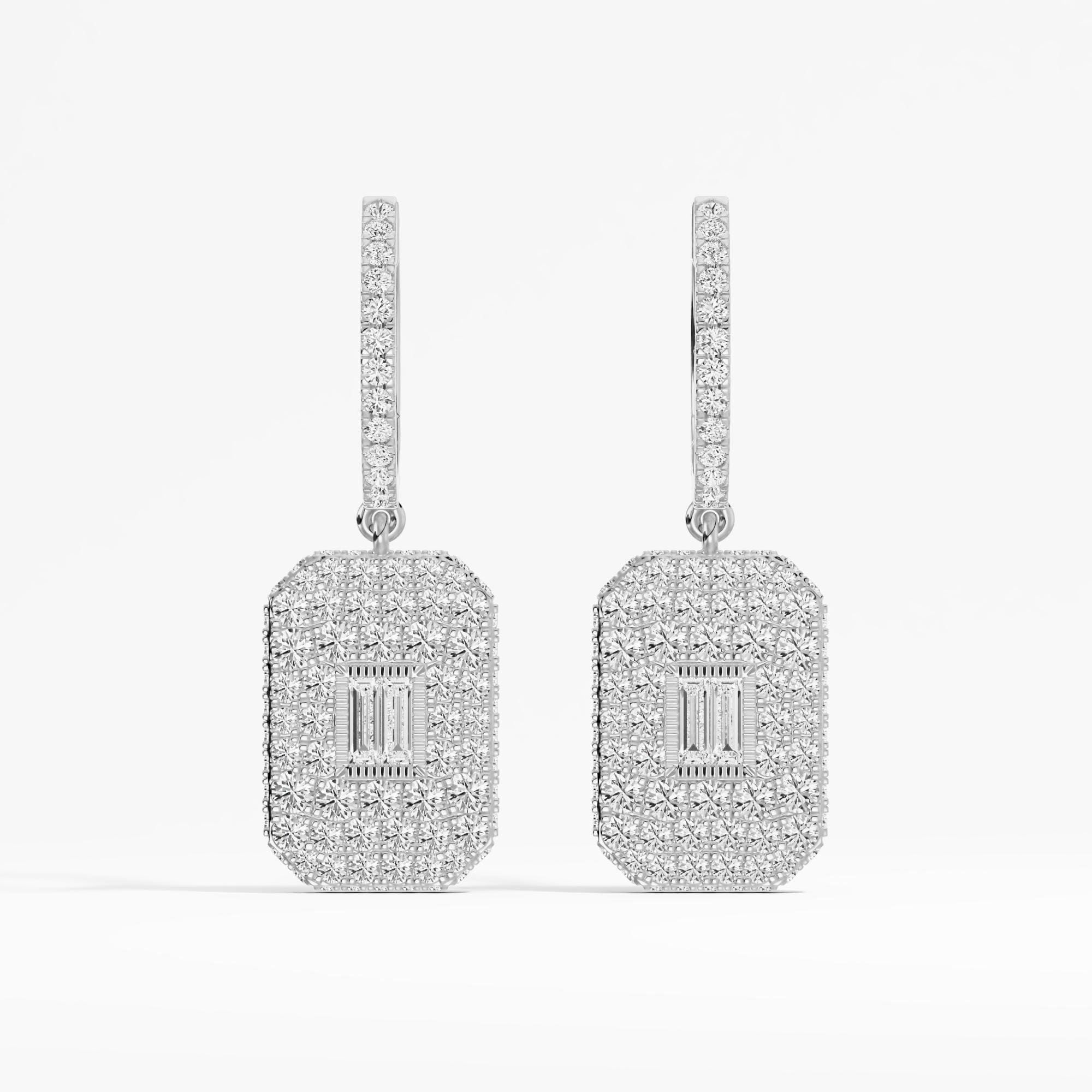 14K White Gold Lab Diamond Drop Earrings, Art Deco Bridal Dangle — View 1 of custom handcrafted Lab Diamond jewellery in 14K White Gold