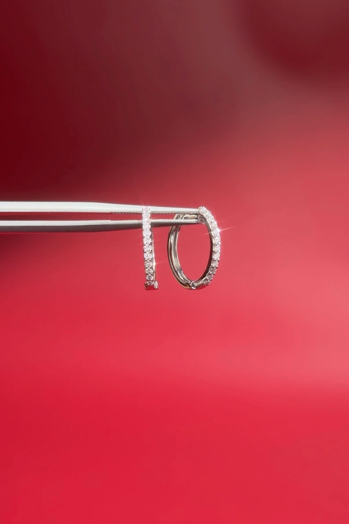Extra-Fine 13mm Pavé Hoops White Gold