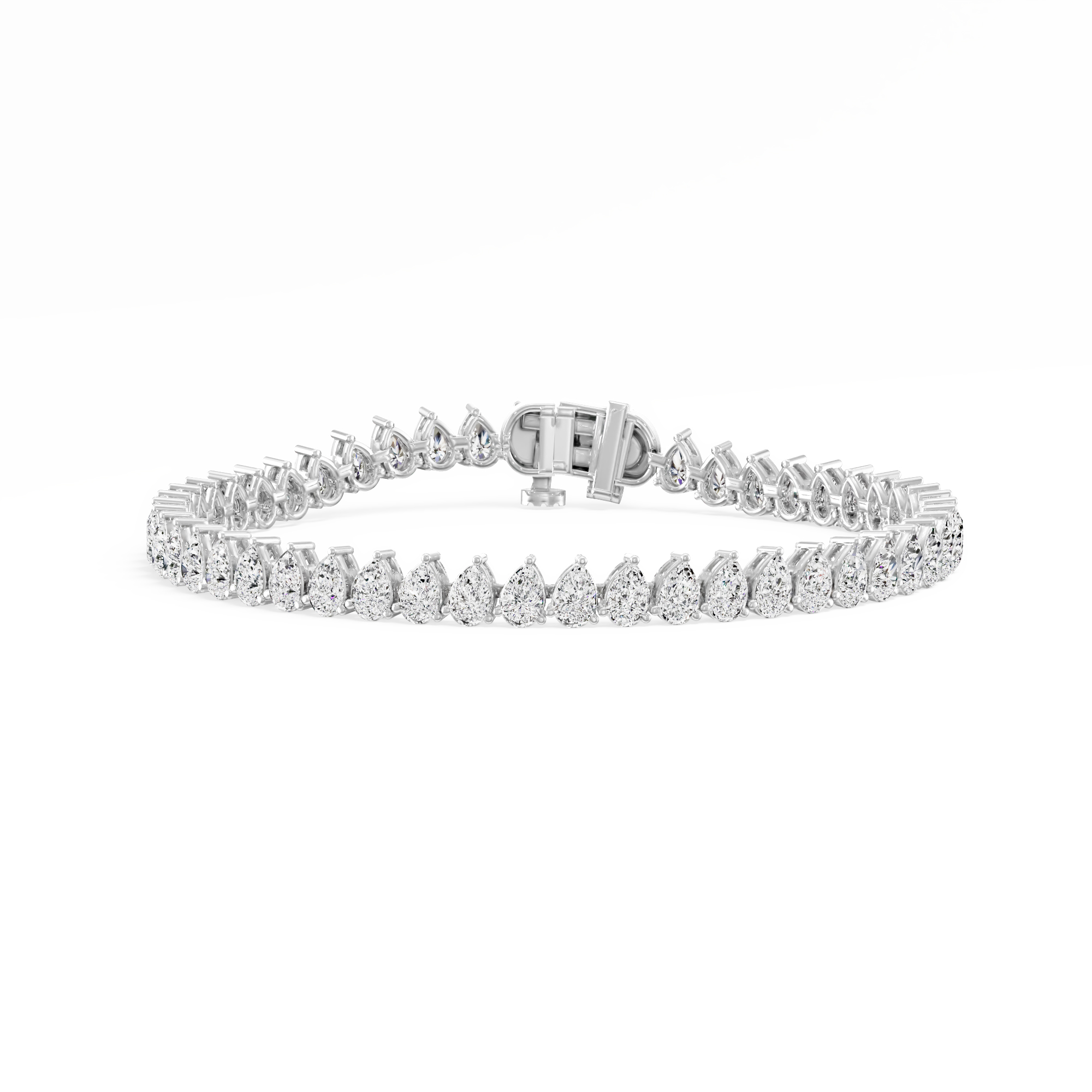 7.98ct Pear Cut Diamond Lab Diamond Tennis Bracelet 14K Solid Gold — View 1 of custom handcrafted Lab-Created Diamond jewellery in 14K White Gold