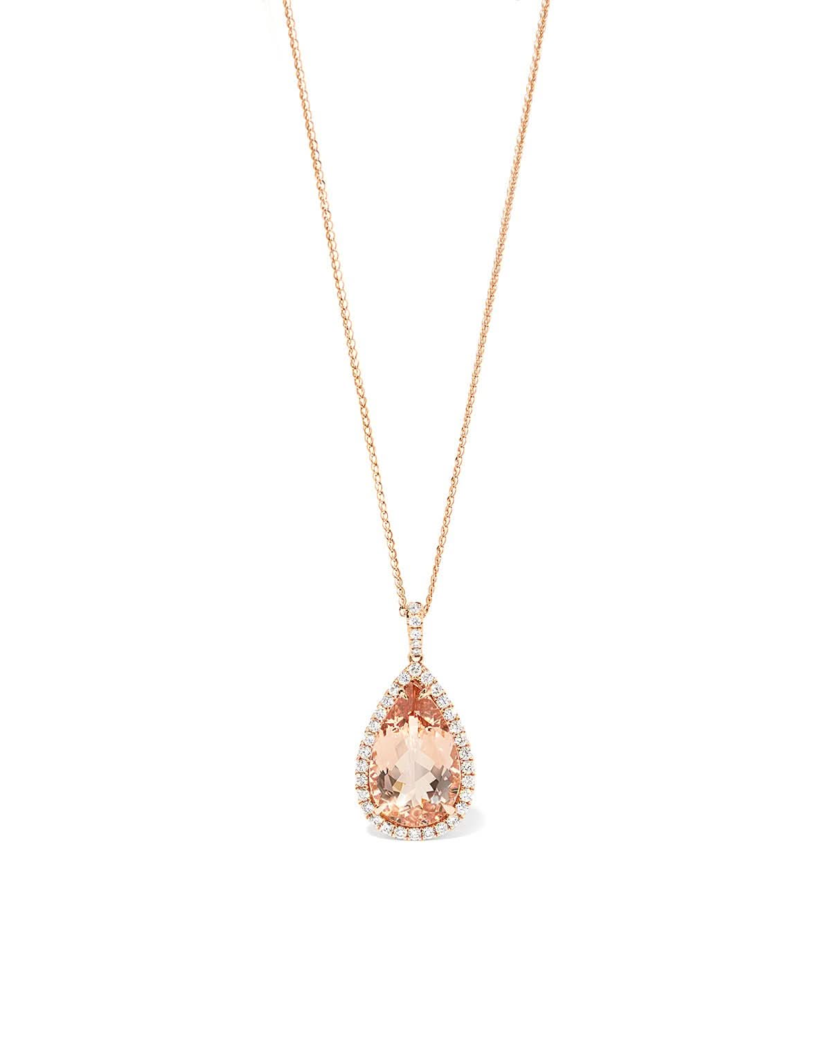 10.21ct Pear Morganite Halo Necklace