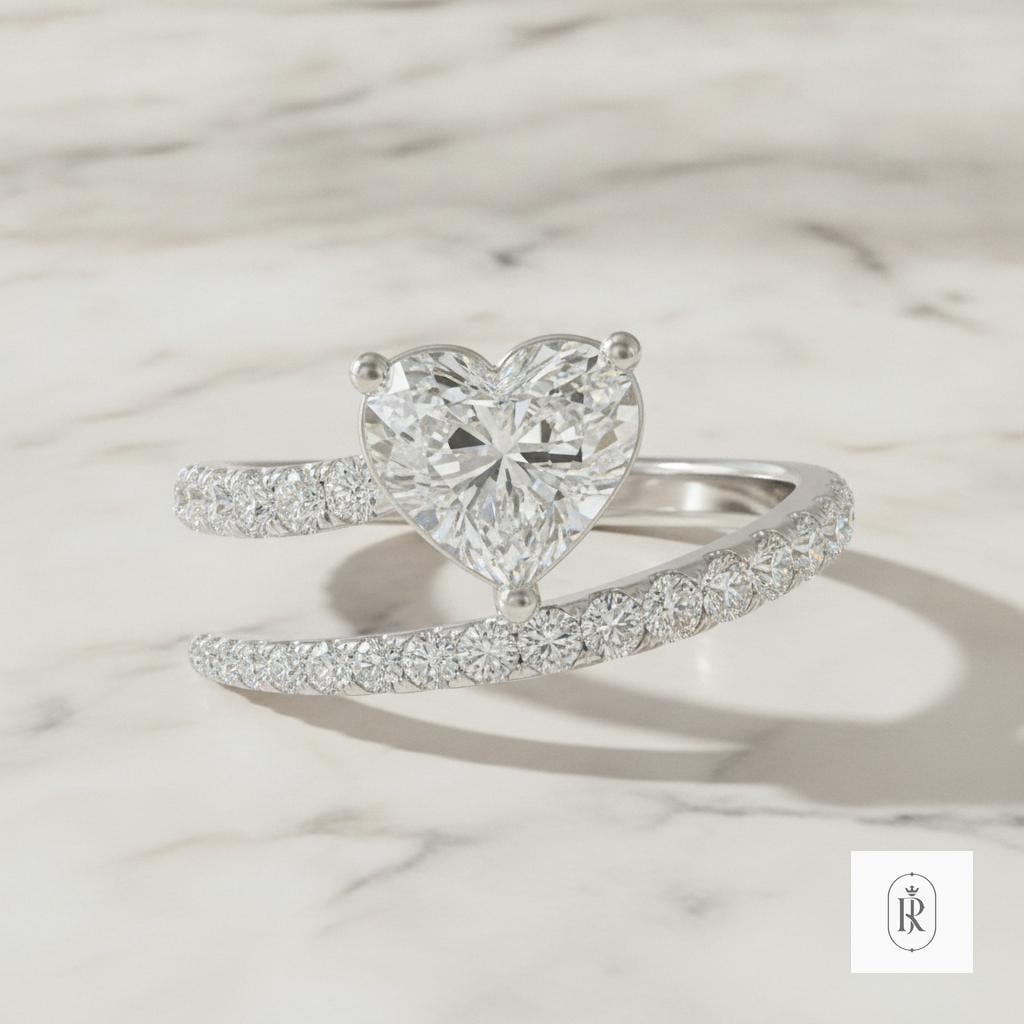 1.38ct Heart Lab Diamond Engagement Ring 14K White Gold | Prong Set Bridal Ring — View 1 of custom handcrafted Lab Diamond jewellery in 14K White Gold