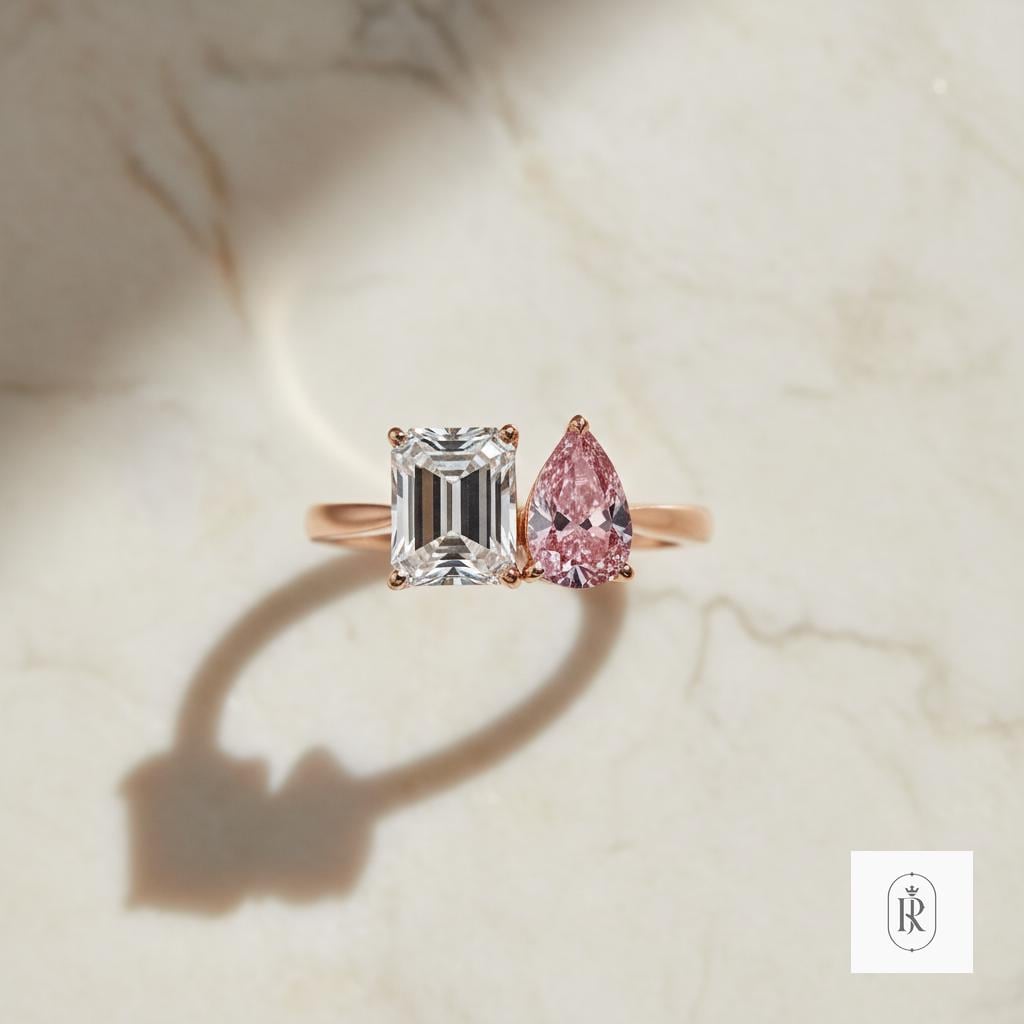 Moissanite Bridal Ring: Radiant Cut, 14K Gold (Promise or Anniversary) — View 1 of custom handcrafted Lab Diamond jewellery in 14K White Gold