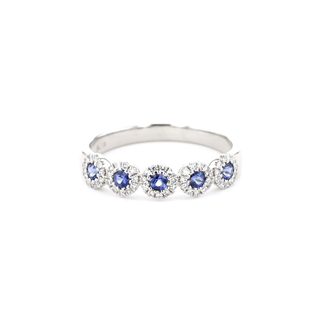 4.4mm Alexis 5-Stone Halo Sapphire Ring