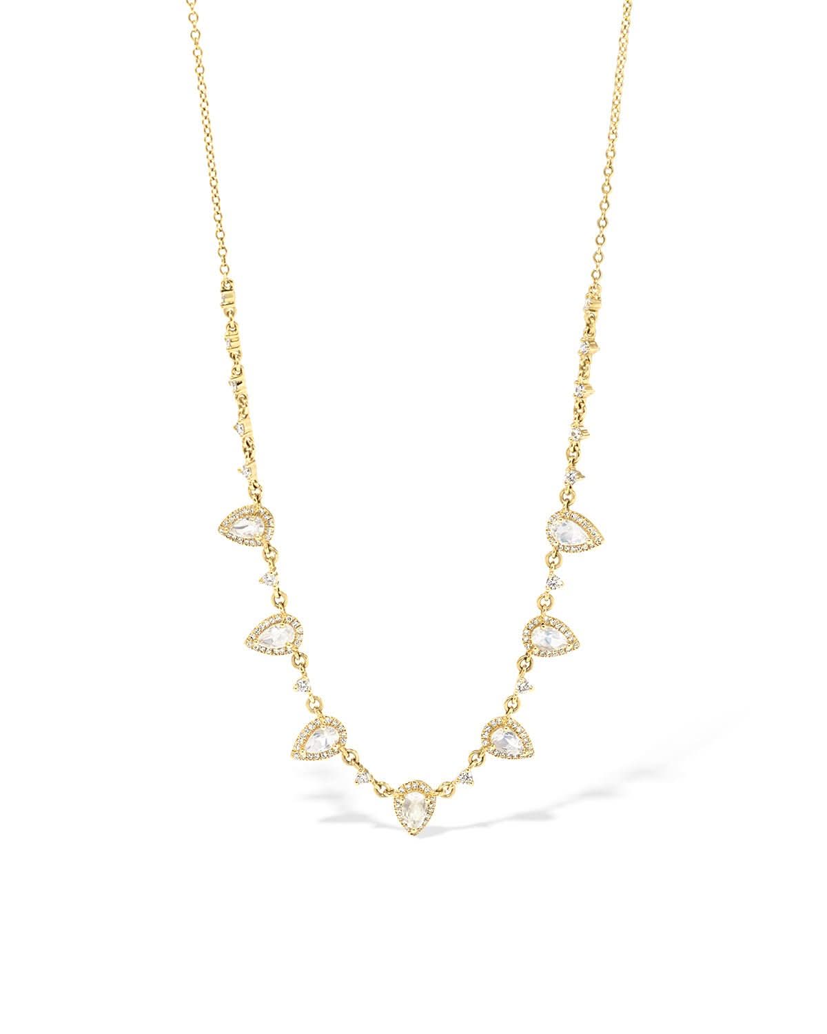 Pear Moonstone Diamond Drip Necklace