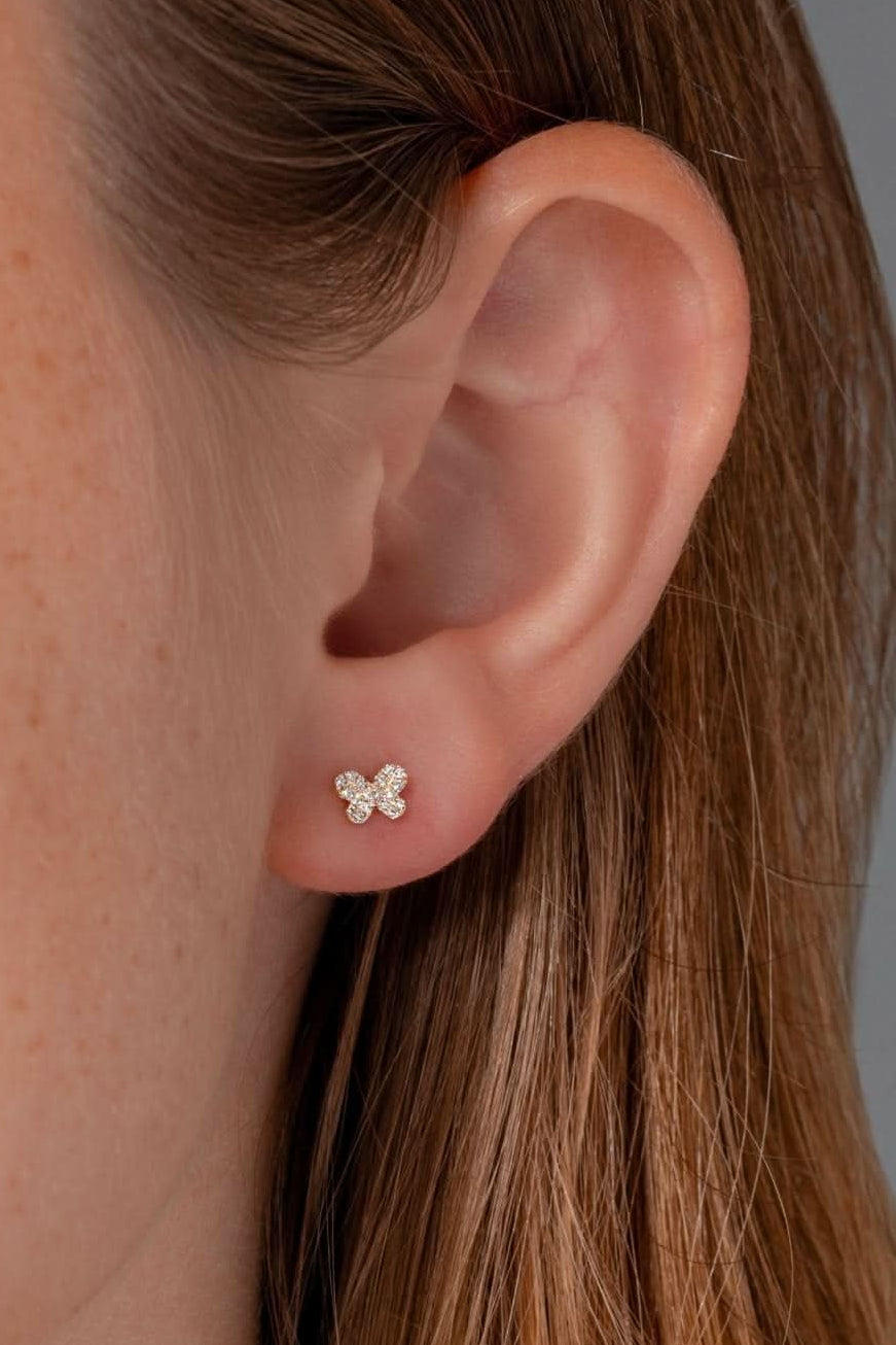 Yellow Gold Dainty Butterfly Studs