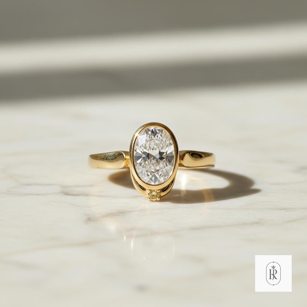 Gold Stacking Ring: Simple 14K Yellow Band (Lab Grown Diamond) — View 1 of custom handcrafted Lab Diamond jewellery in 14K White Gold