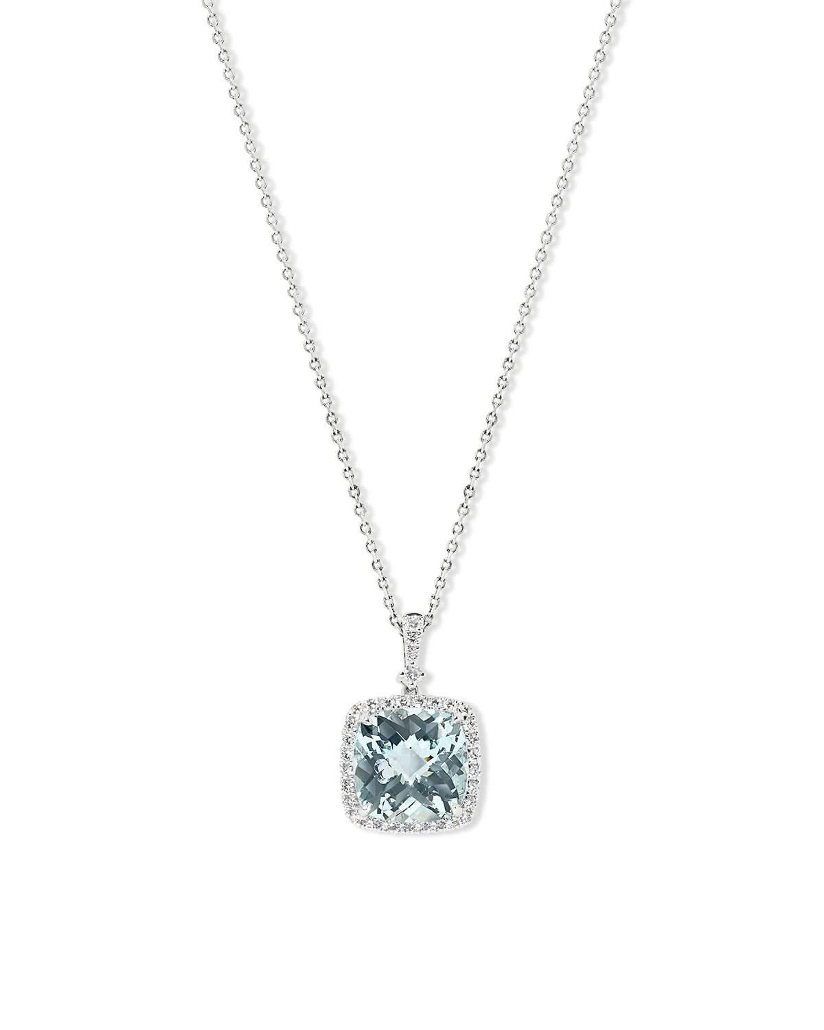 Aquamarine Diamond Halo Necklace