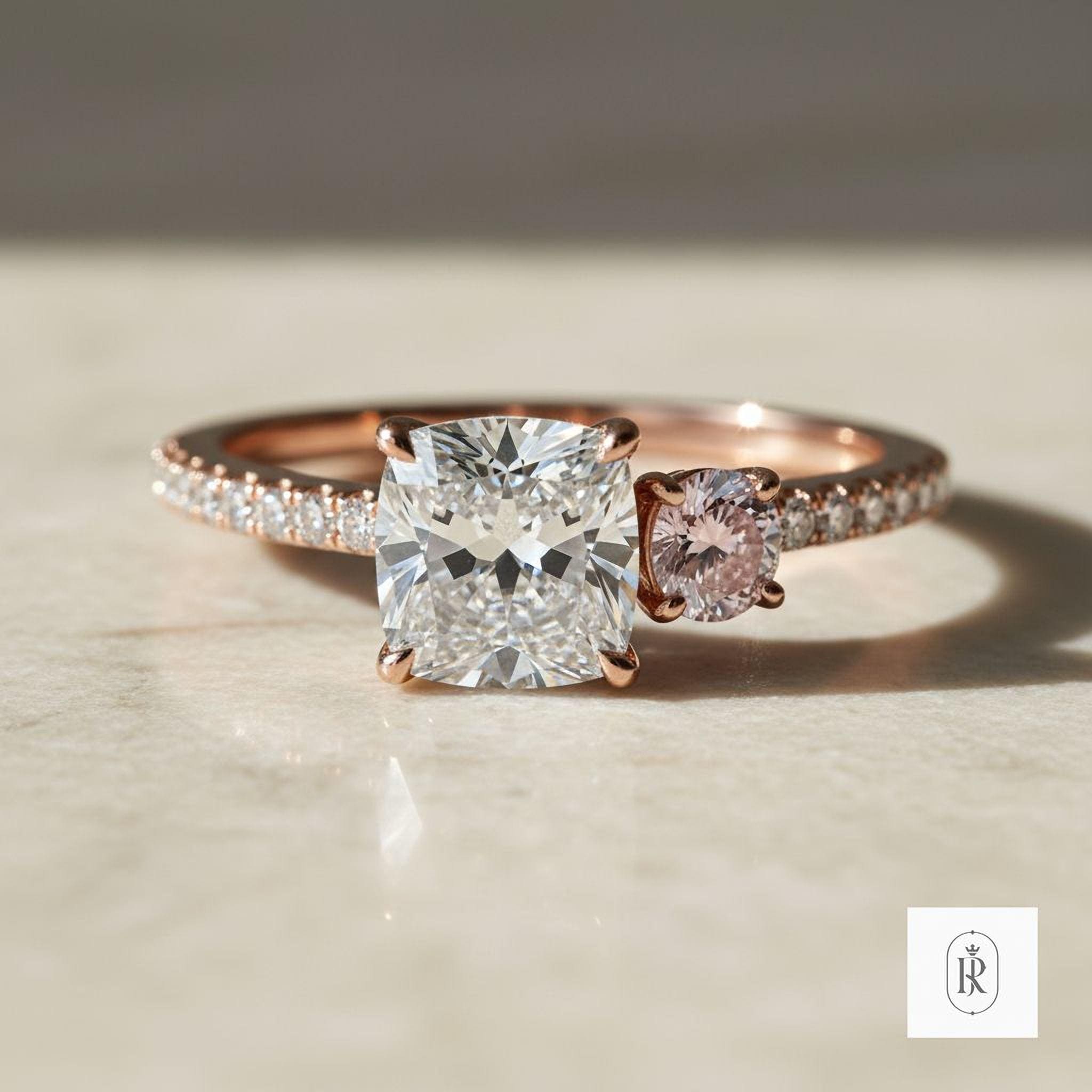 Fancy Pink Pear Diamond Ring: Lab Grown, 14K Solid Gold — View 1 of custom handcrafted Lab Diamond jewellery in 14K White Gold