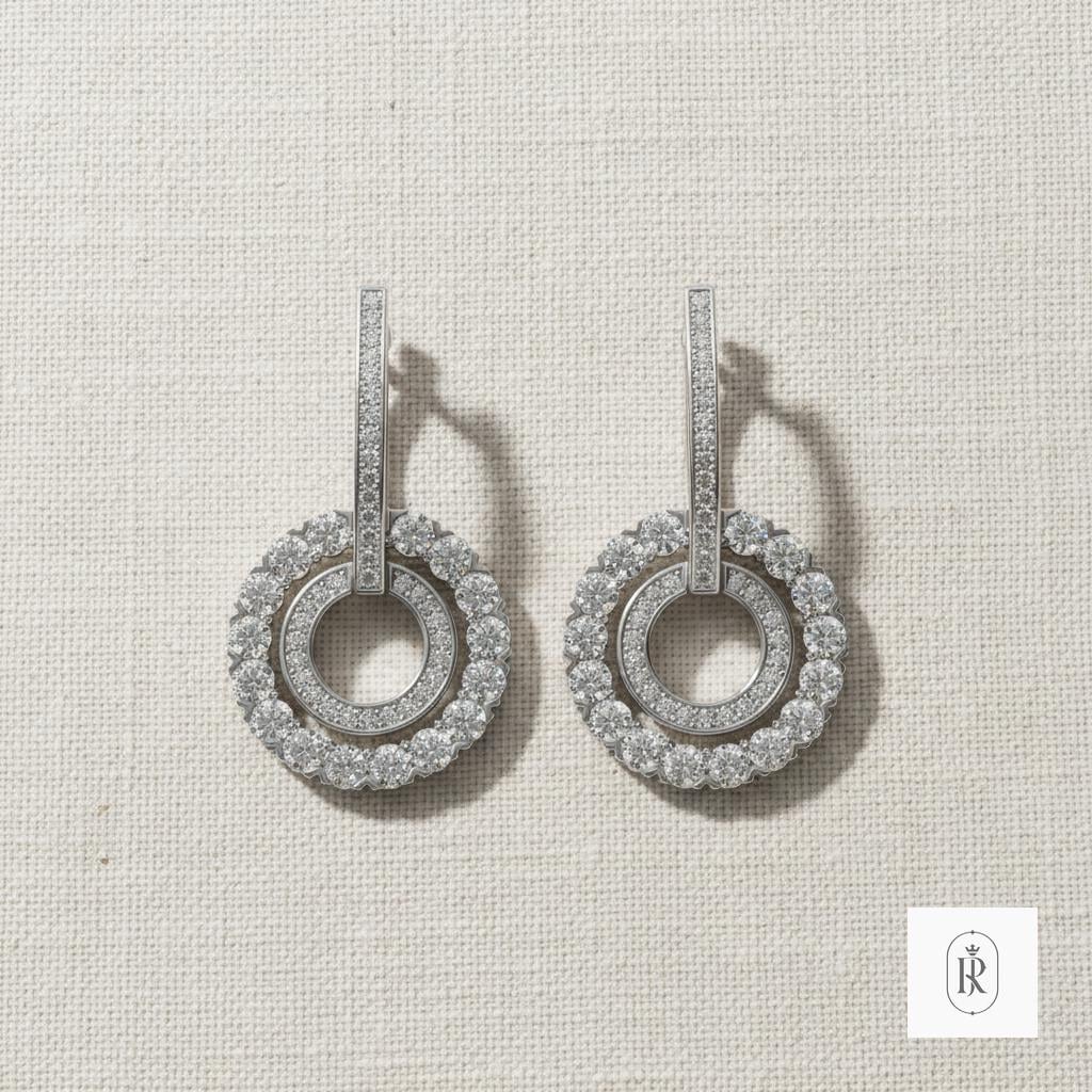 1.91ct Round Lab Diamond Hoop Earrings | 14K White Gold Prong Set — View 1 of custom handcrafted Lab Diamond jewellery in 14K White Gold