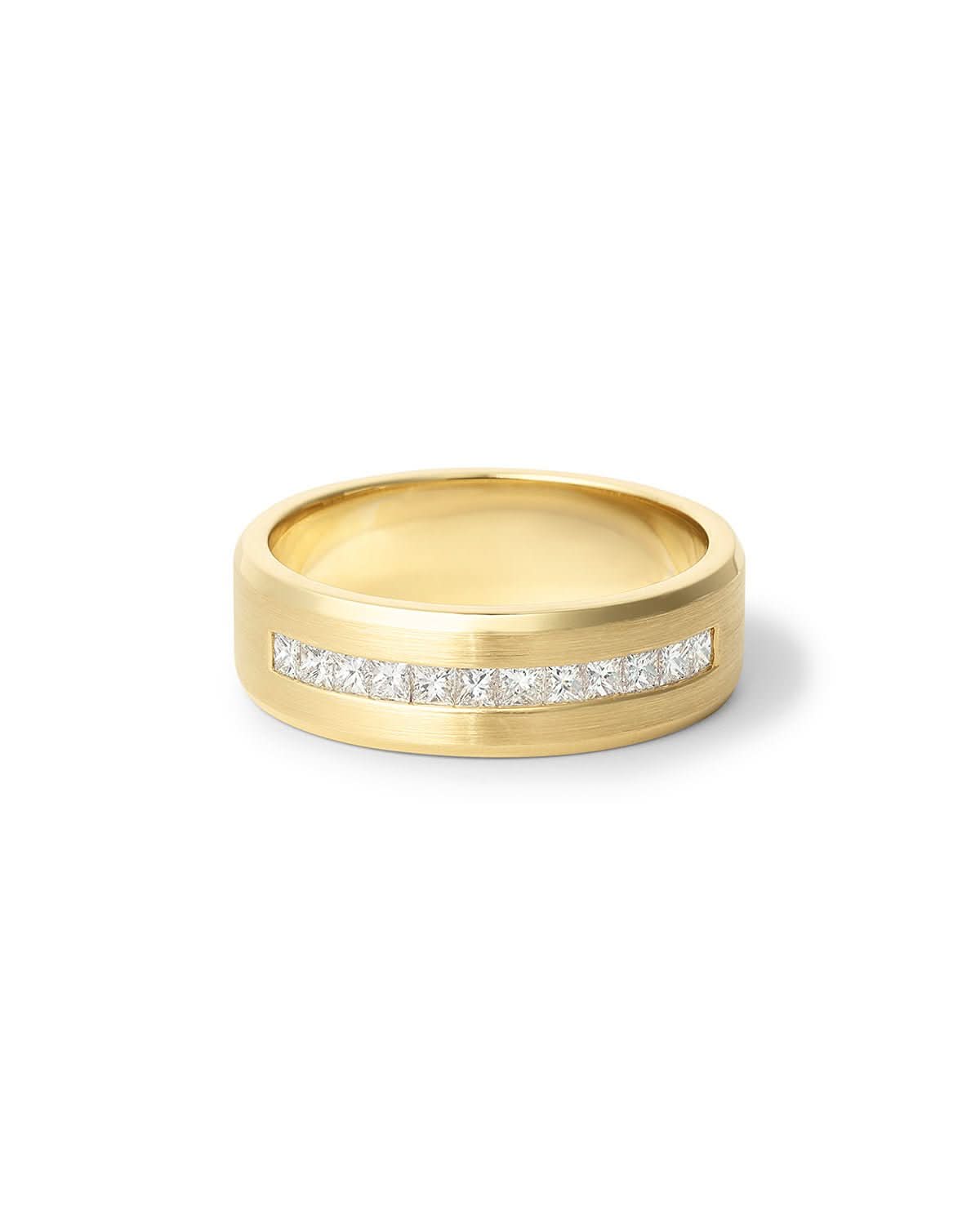 7mm Satin Center Princess Cut Diamond Band
