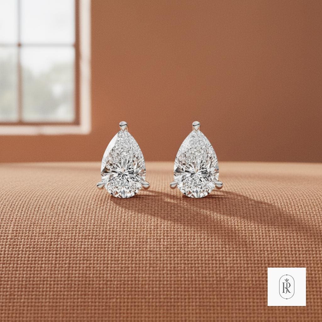 1.04ct Pear Lab Diamond Stud Earrings | 14K White Gold, Prong Set — View 1 of custom handcrafted Lab Diamond jewellery in 14K White Gold