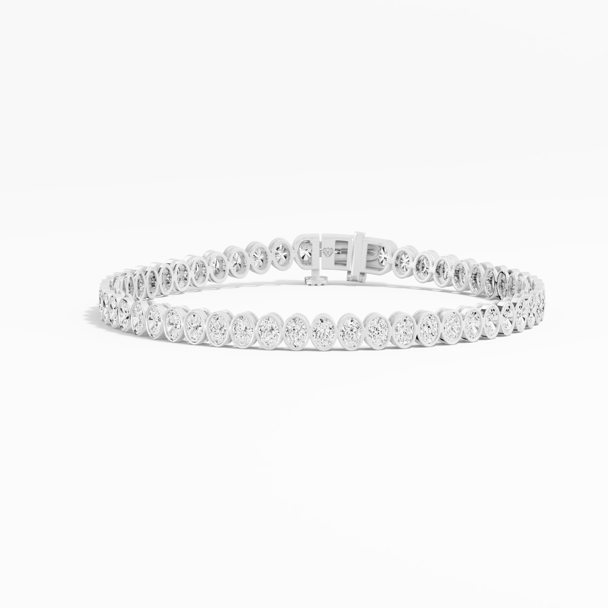5.88ct Oval Lab Diamond Tennis Bracelet 14K Solid Gold — View 1 of custom handcrafted Lab-Created Diamond jewellery in 14K White Gold