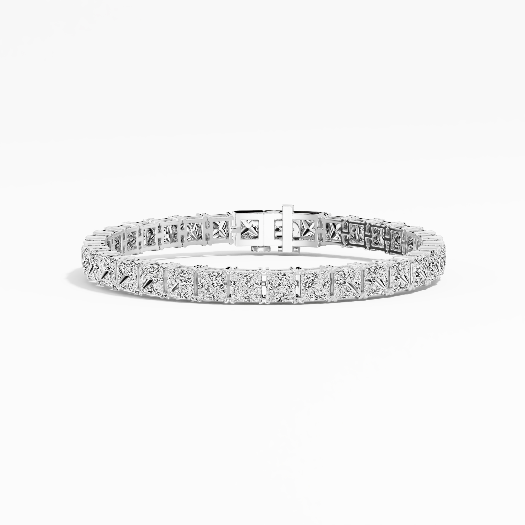 17.63ct Princess Lab Diamond Tennis Bracelet 14K Solid Gold — View 1 of custom handcrafted Lab-Created Diamond jewellery in 14K White Gold