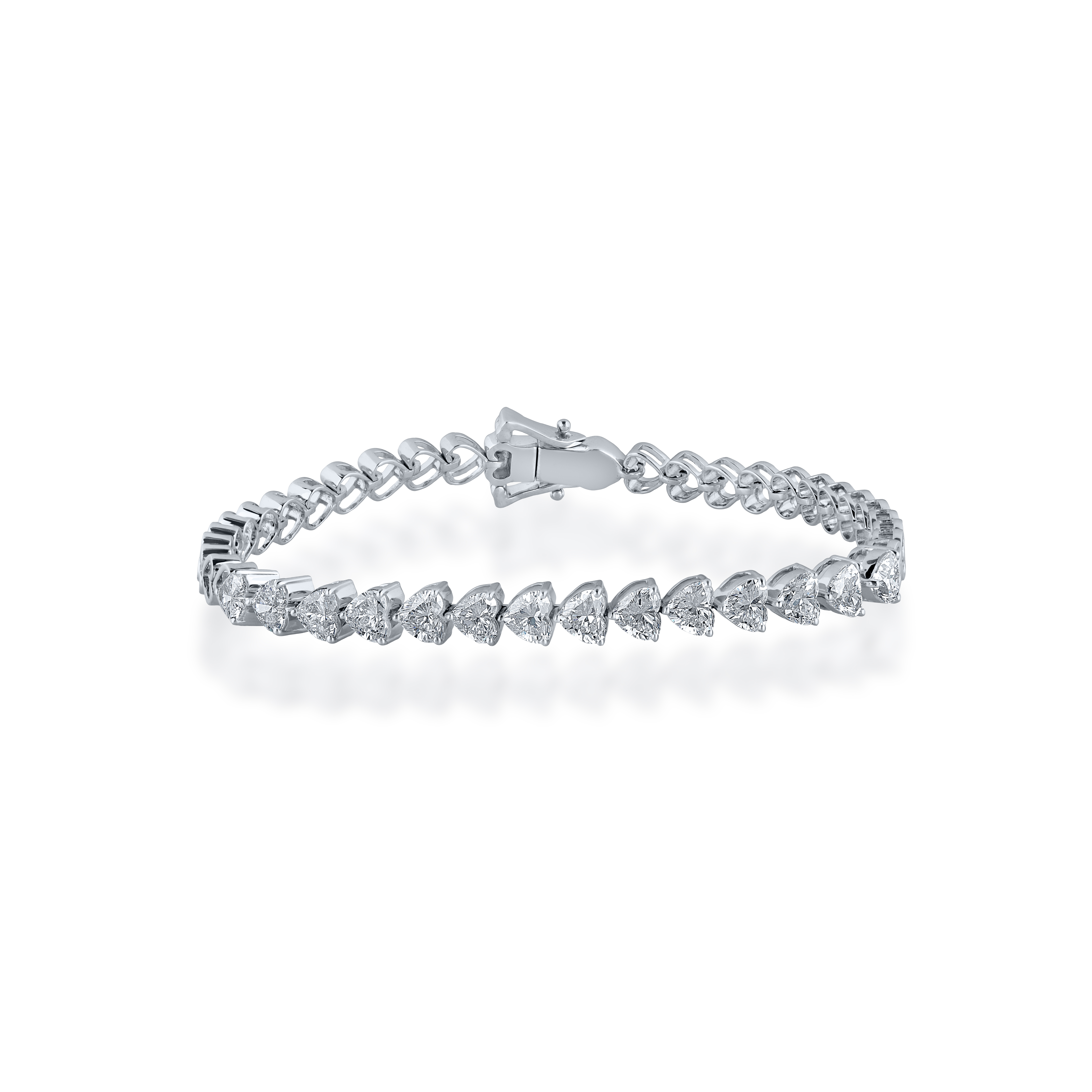 3.530ct Heart Lab Diamond Tennis Bracelet 14K Solid Gold