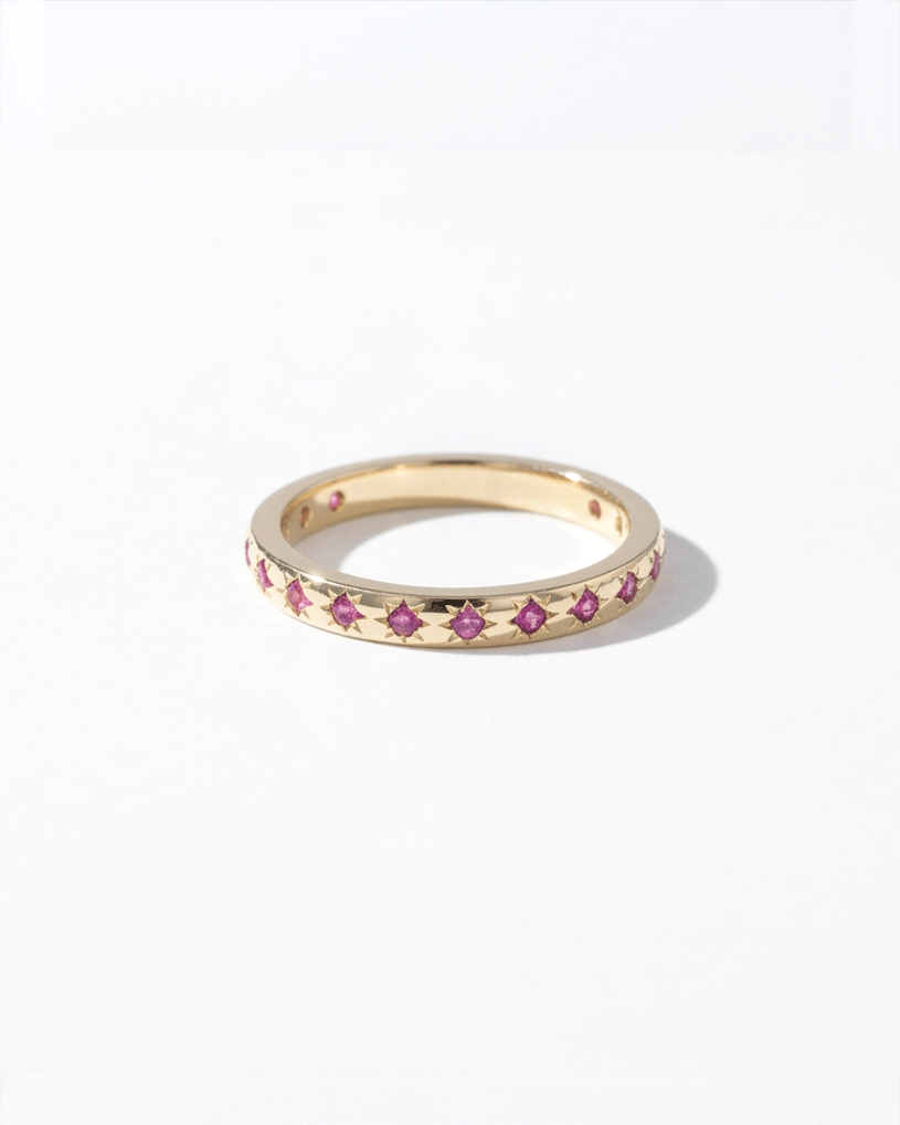 Natural Pink Sapphire Star Band