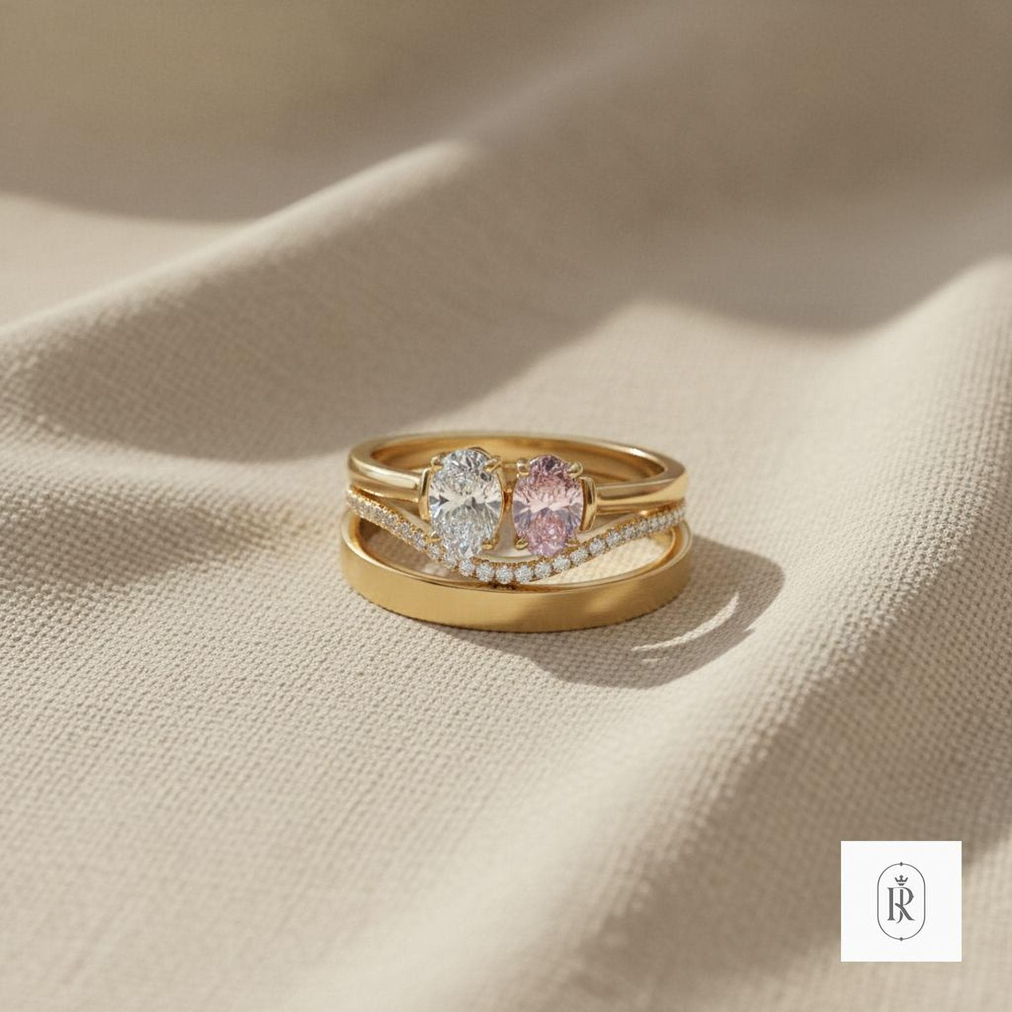 Lab Grown Pink Diamond Ring - Oval Cut, 14K Gold — View 1 of custom handcrafted Lab Diamond jewellery in 14K White Gold