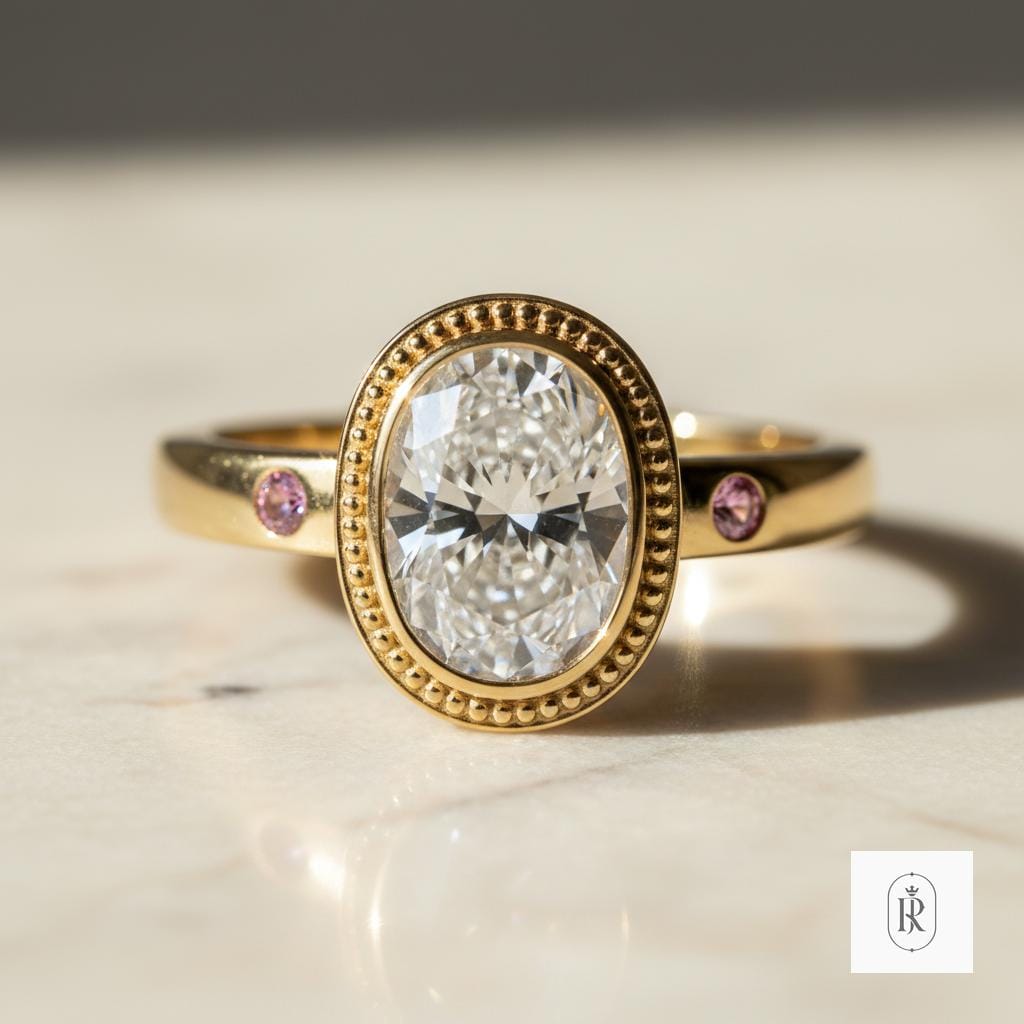 Oval Lab Diamond Ring: Sustainable Engagement Jewelry (14K Gold) — View 1 of custom handcrafted Lab Diamond jewellery in 14K White Gold