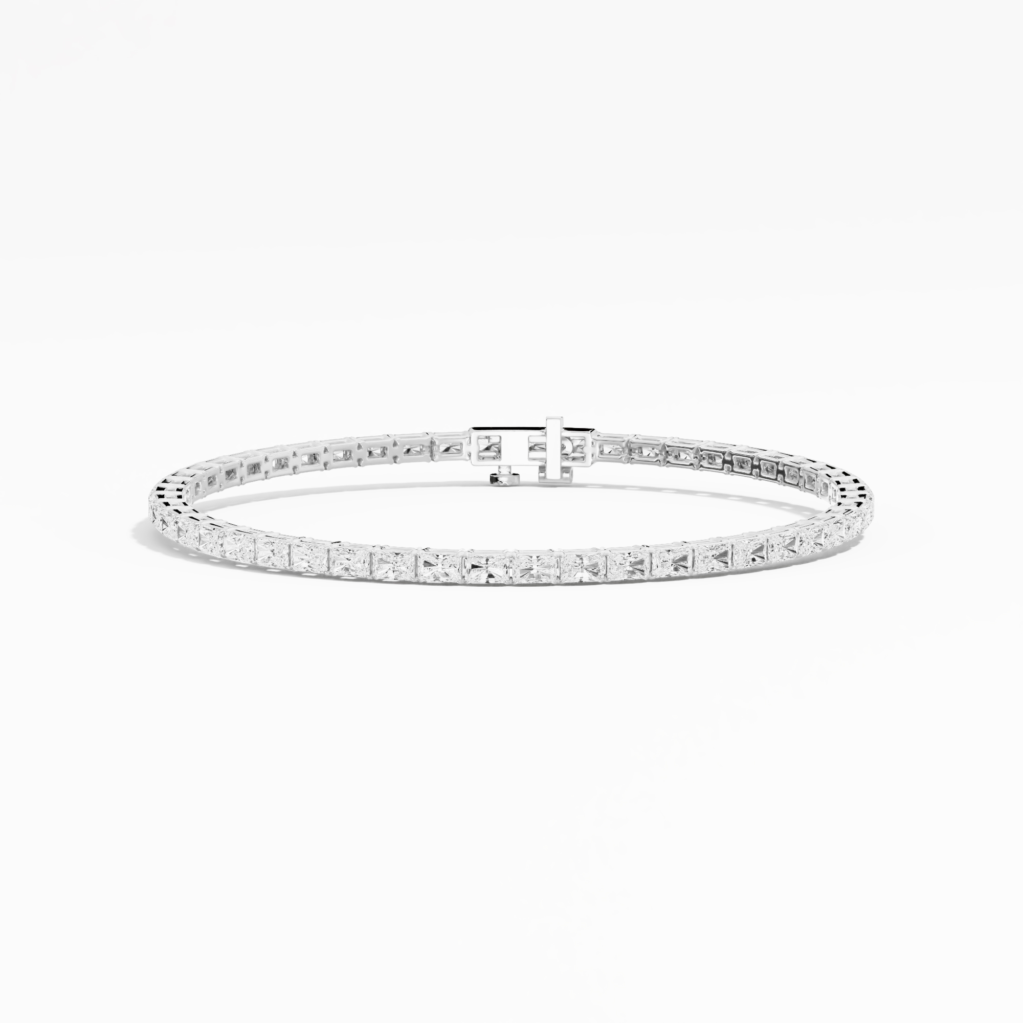 3.785ct Radiant Lab Diamond Tennis Bracelet 14K Solid Gold — View 1 of custom handcrafted Lab-Created Diamond jewellery in 14K White Gold