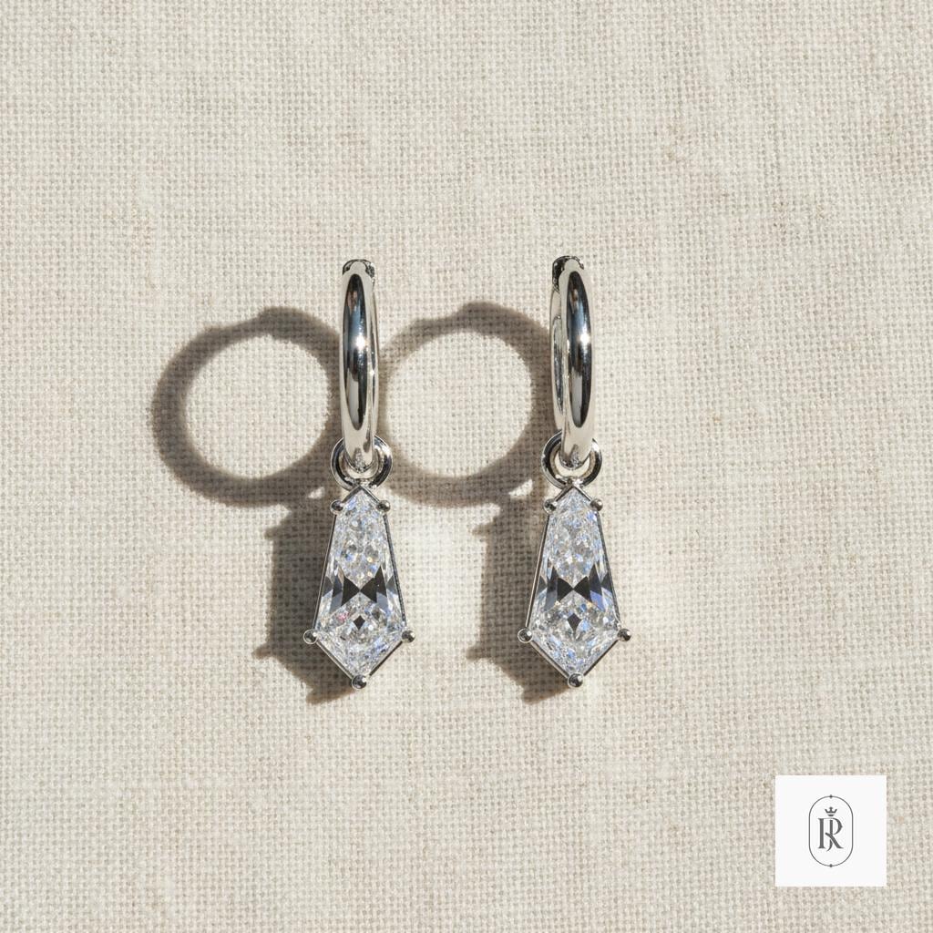2.02ct Kite Lab Diamond Hoop Earrings | 14K White Gold Prong Set — View 1 of custom handcrafted Lab Diamond jewellery in 14K White Gold