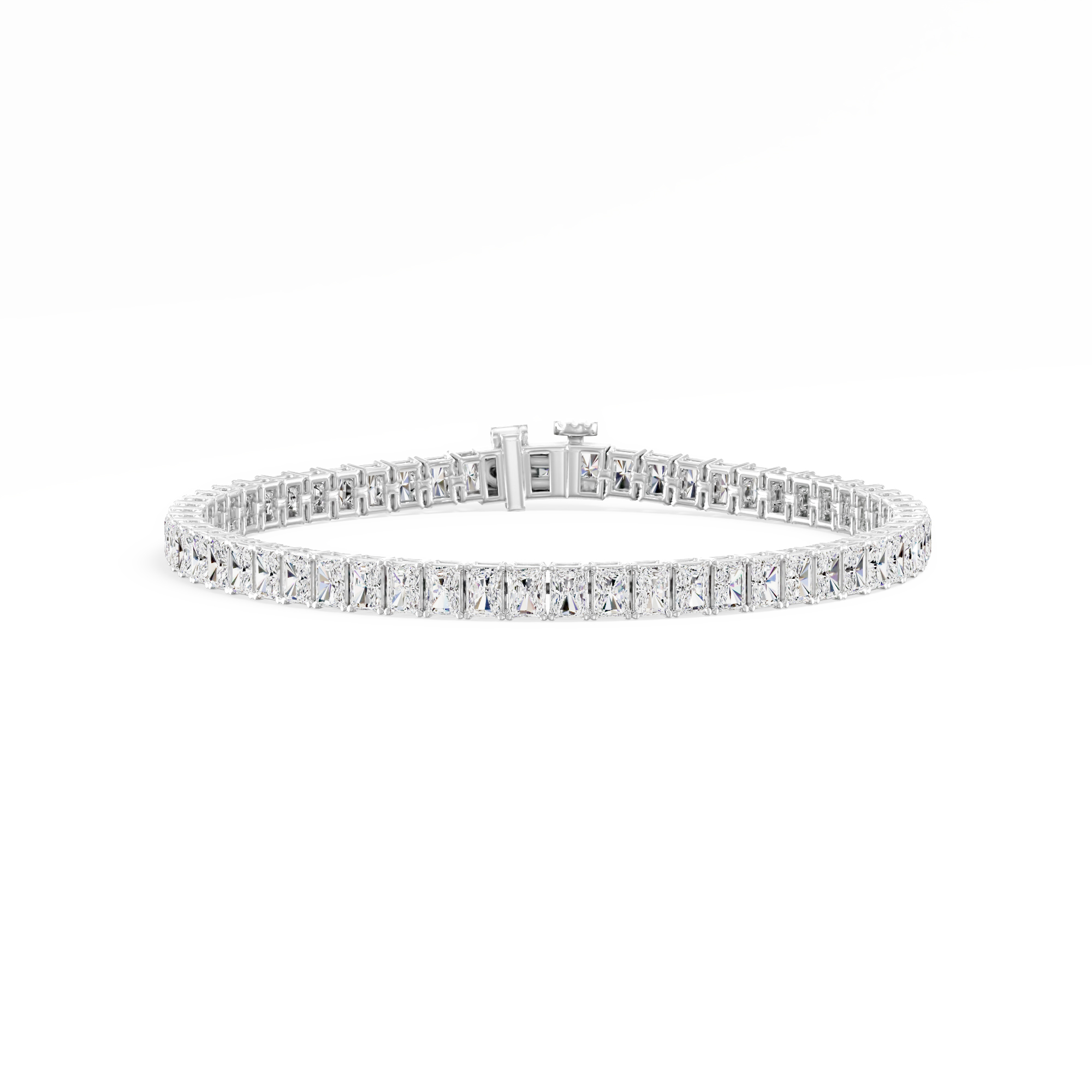 8.37ct Radiant Lab Diamond Tennis Bracelet 14K Solid Gold — View 1 of custom handcrafted Lab-Created Diamond jewellery in 14K White Gold