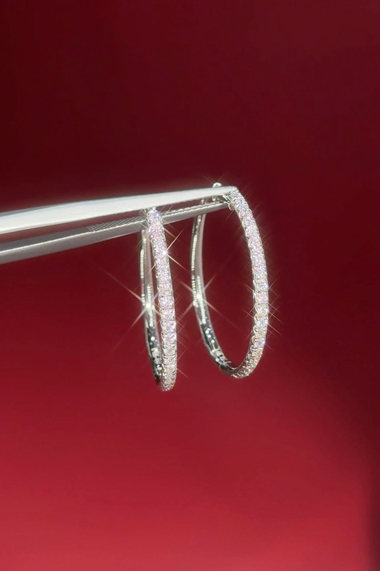 Fine 25mm Pavé Hoops White Gold