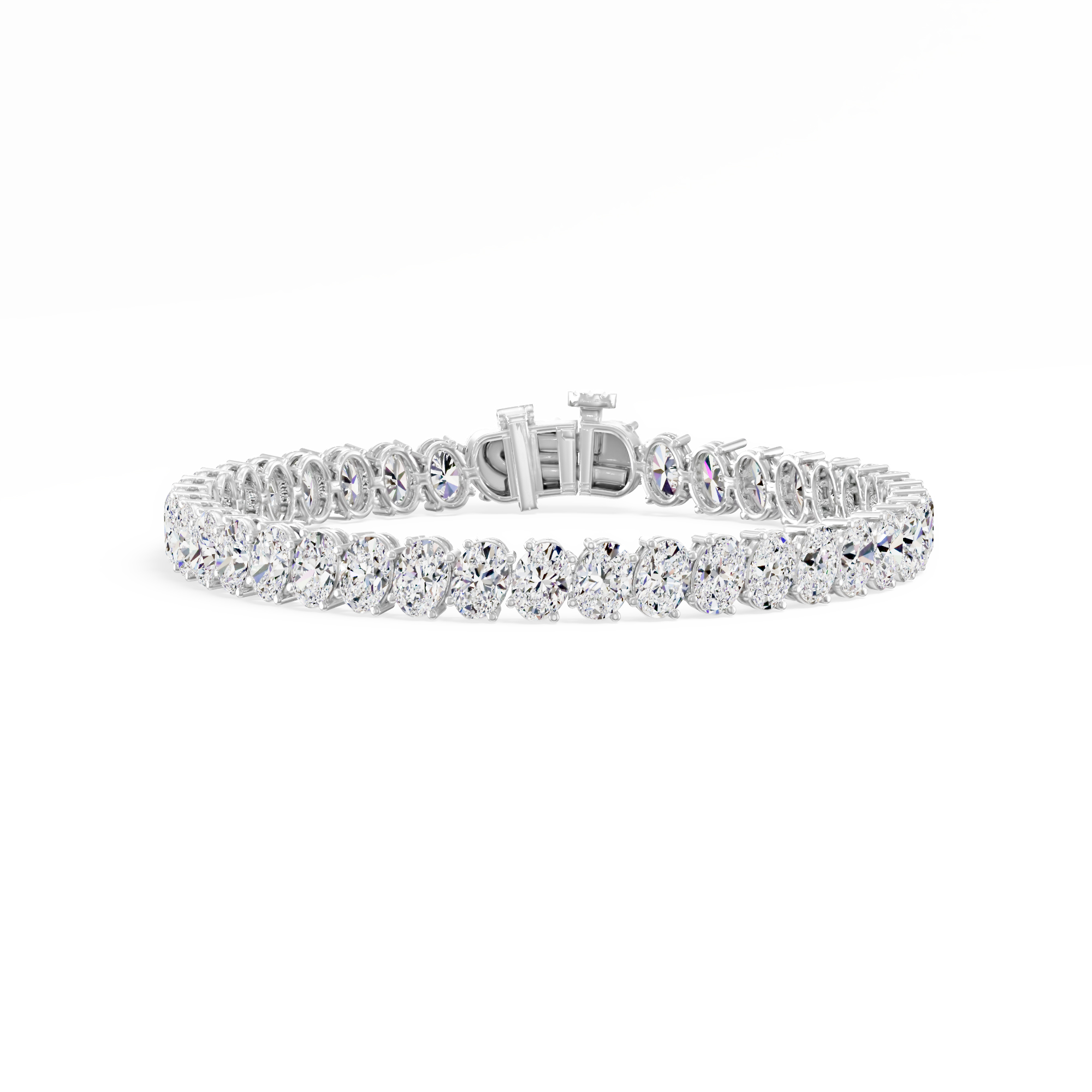 15.01ct Oval Lab Diamond Tennis Bracelet 14K Solid Gold — View 1 of custom handcrafted Lab-Created Diamond jewellery in 14K White Gold