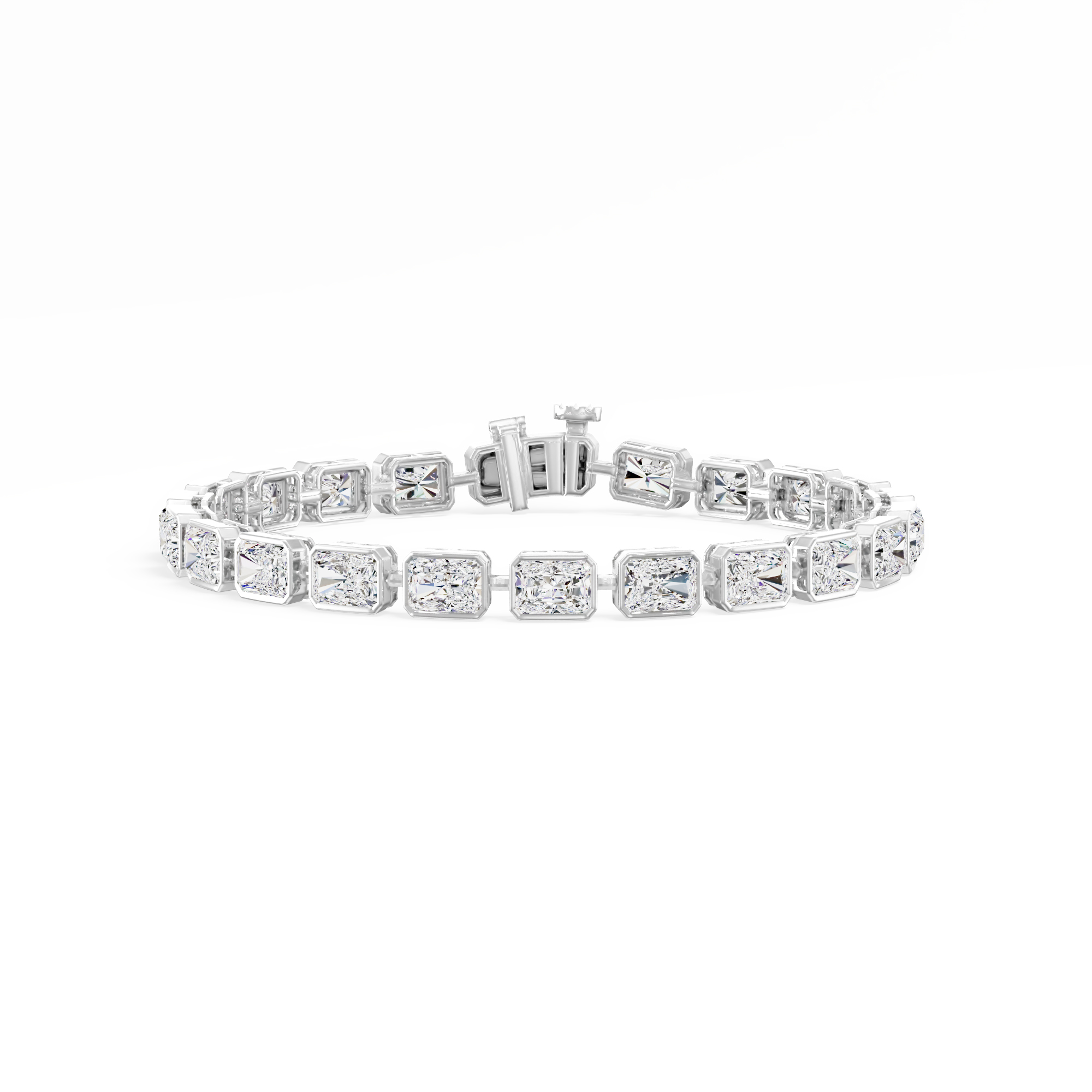 10.40ct Radiant Lab Diamond Tennis Bracelet 14K Solid Gold — View 1 of custom handcrafted Lab-Created Diamond jewellery in 14K White Gold
