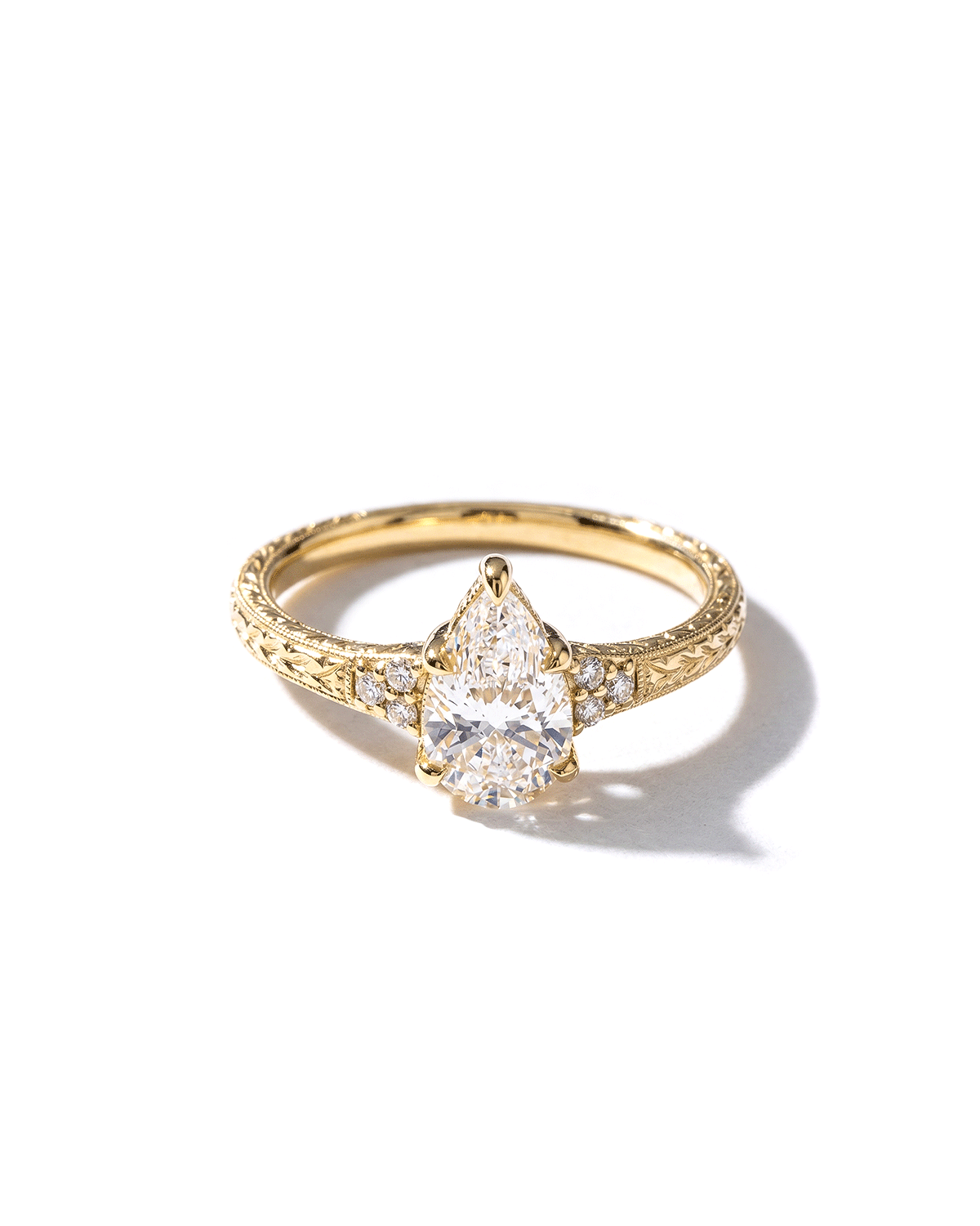 Isla Pear Hand Engraved Ring