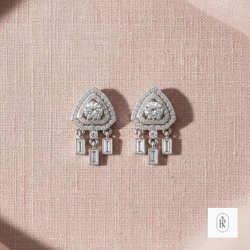 1.27ct Round Lab Diamond Stud Earrings 14K White Gold | Prong Set Dangle Earrings — View 1 of custom handcrafted Lab Diamond jewellery in 14K White Gold