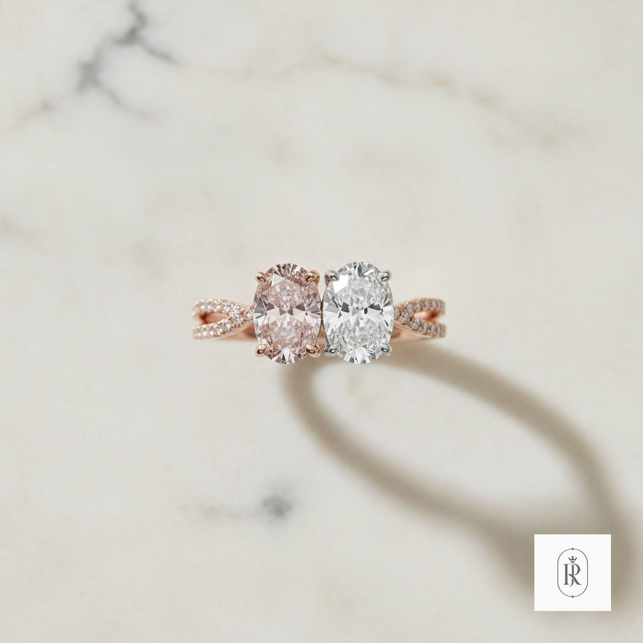 Pear Diamond Ring: Fancy Pink, 14K Solid Gold - Lab Grown, Ethical