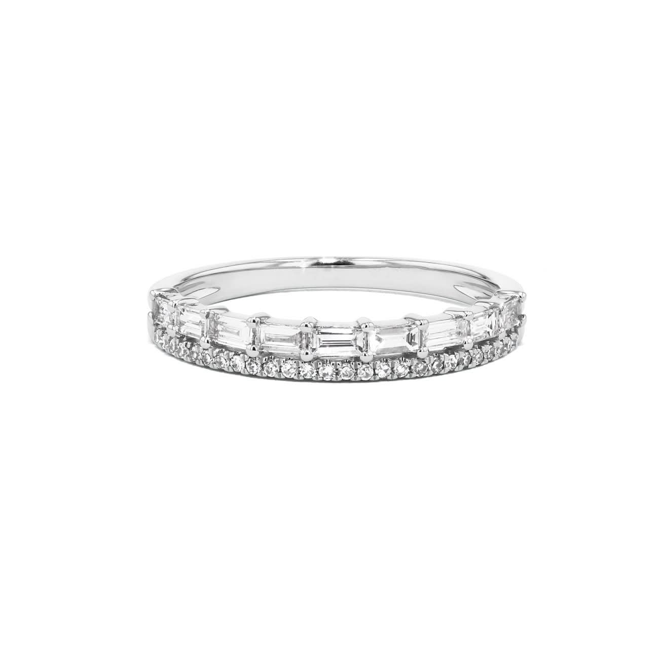 3.2mm Baguette and Pavé Diamond Ring