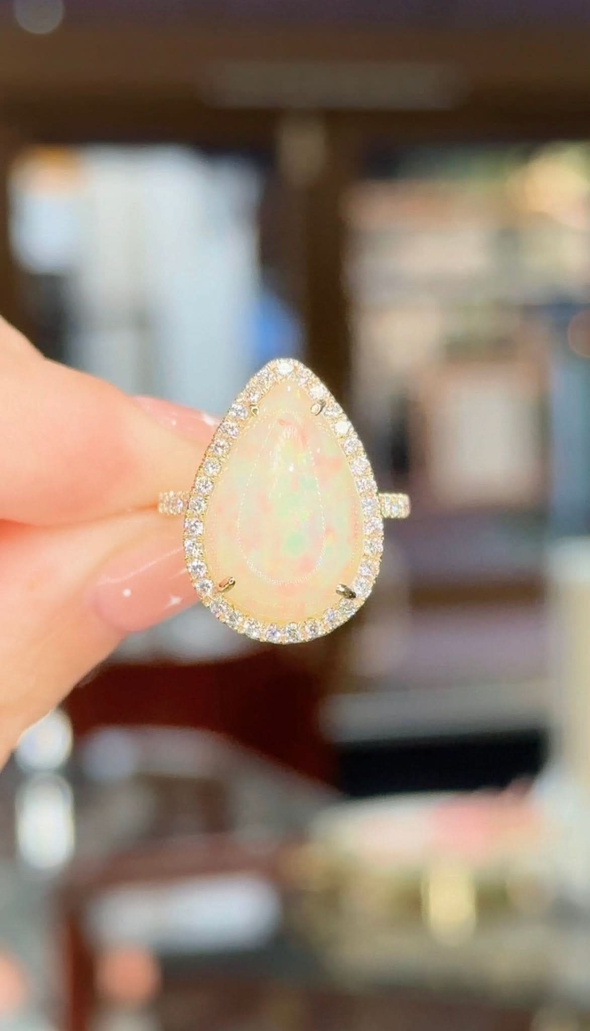 5.16ct Pear White Fire Opal Lynn